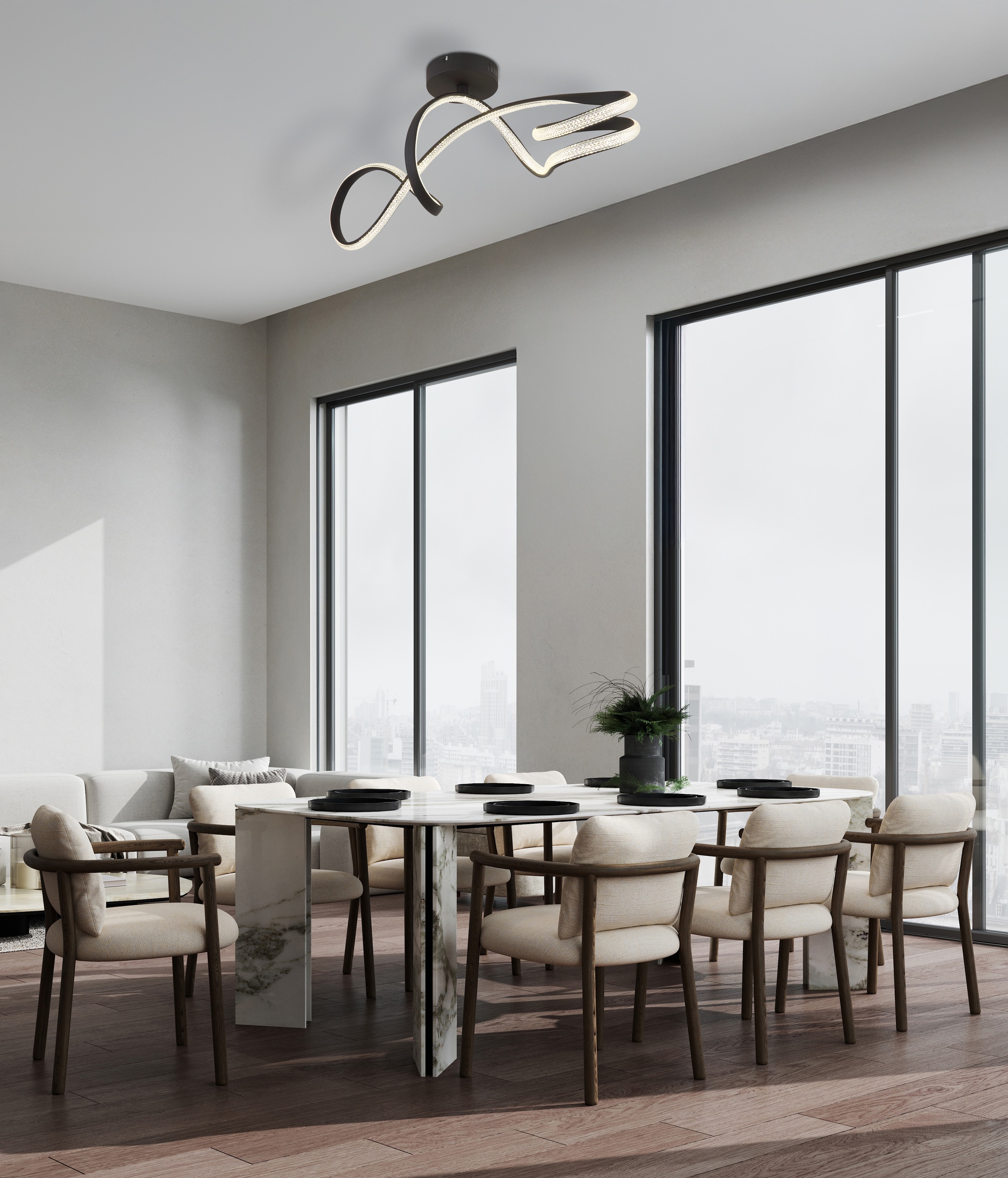 GLOBO LIGHTING Deckenleuchte »SWIRL« LED-Modul 1 Stk. Warmweiß Deckenlampe Wohnzimmer-Leuchte Schlafzimmer-Leuchte Flur Küche