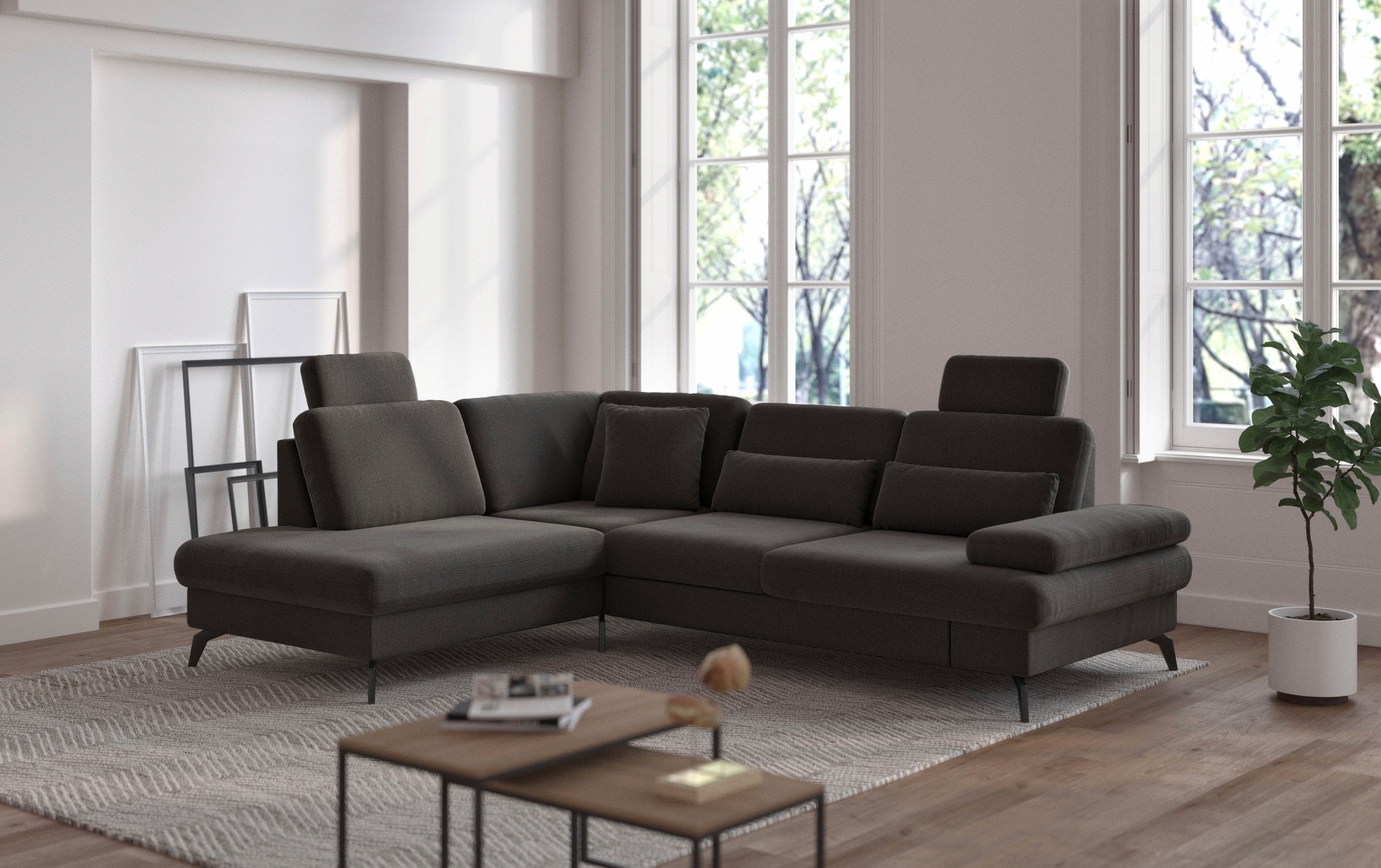 sit&more Ecksofa »Morris L-Form, inkl. Sitztiefenverstellung«, wahlweise mit Armteilverstellung, Bettfunktion & Bettkasten