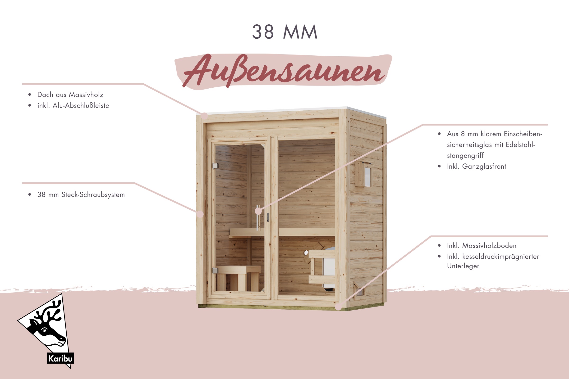 Karibu Saunahaus »Micore 3« verschiedene Varianten