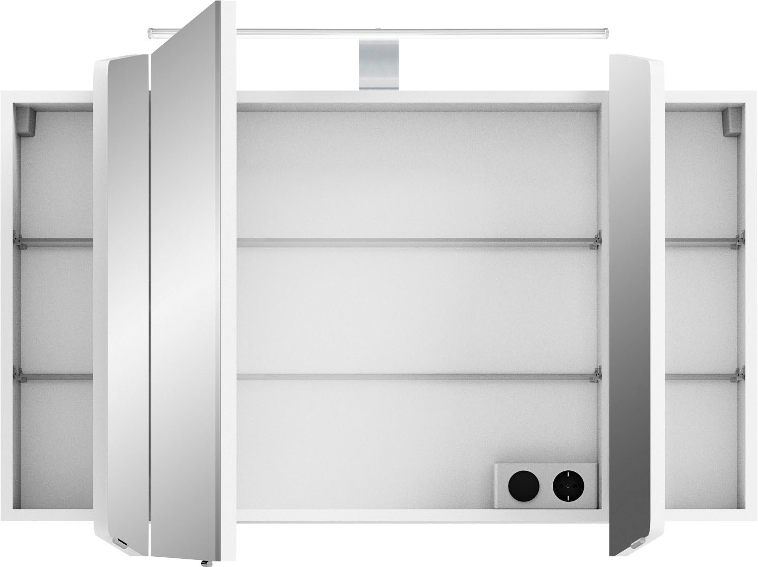 Saphir Badmöbel-Set »Cassca Sprint 3-teilig Mineralmarmor-Waschtisch mit LED-Spiegelschrank«, (4 St.), Midischrank, inkl. Türdämpfer, 4 Türen, 4 Schubladen
