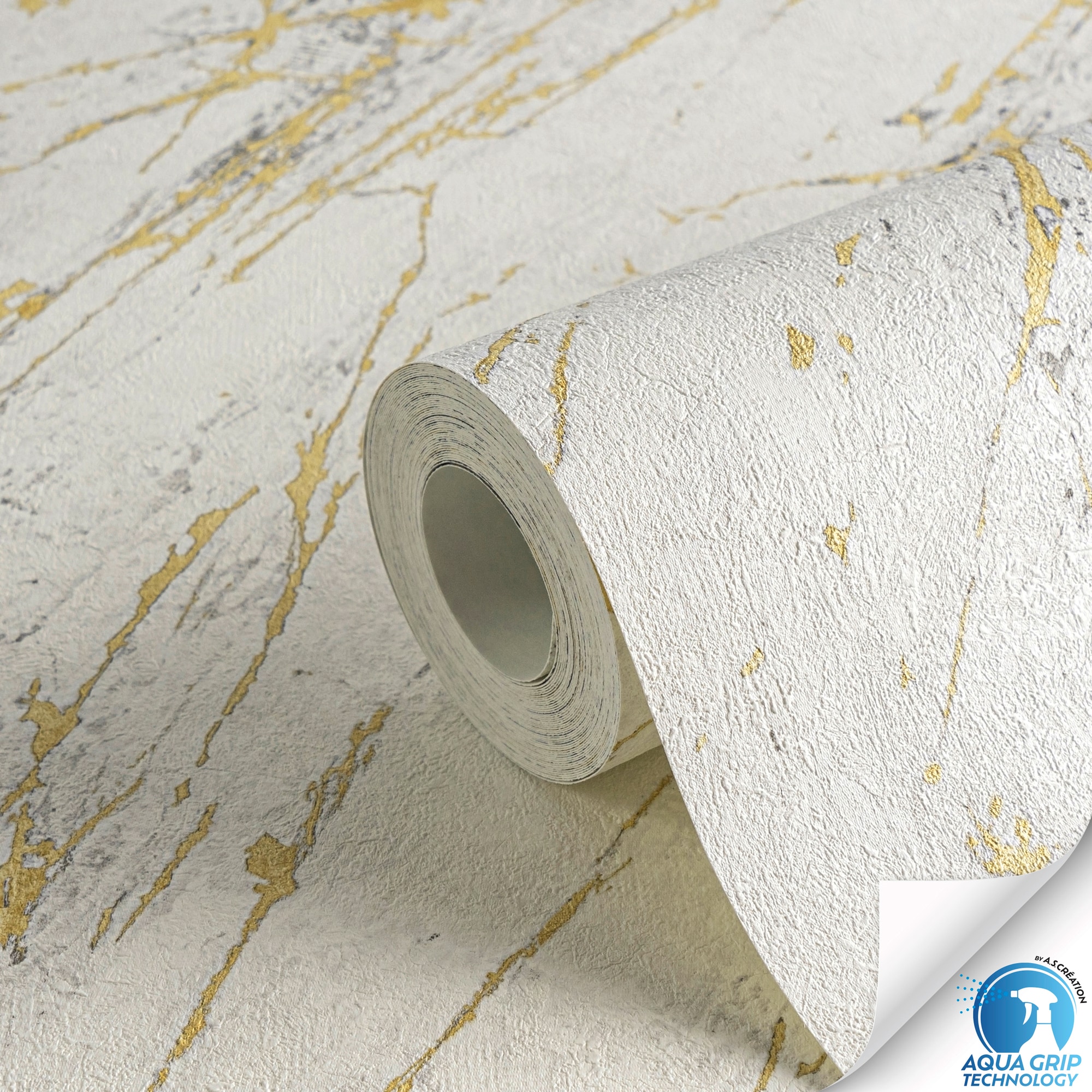 living walls Vliestapete »DesignDrop vorgeleimte Tapete Marmoroptik Weiß Gold Grau«, matt, Vliestapete vorgekleistert 3D-Optik für Schlafzimmer Wohnzimmer Küche