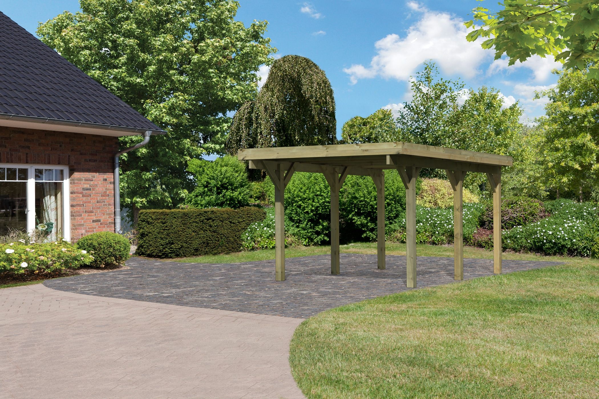 Karibu Einzelcarport »Classic 1«, Holz, 250 cm, braun