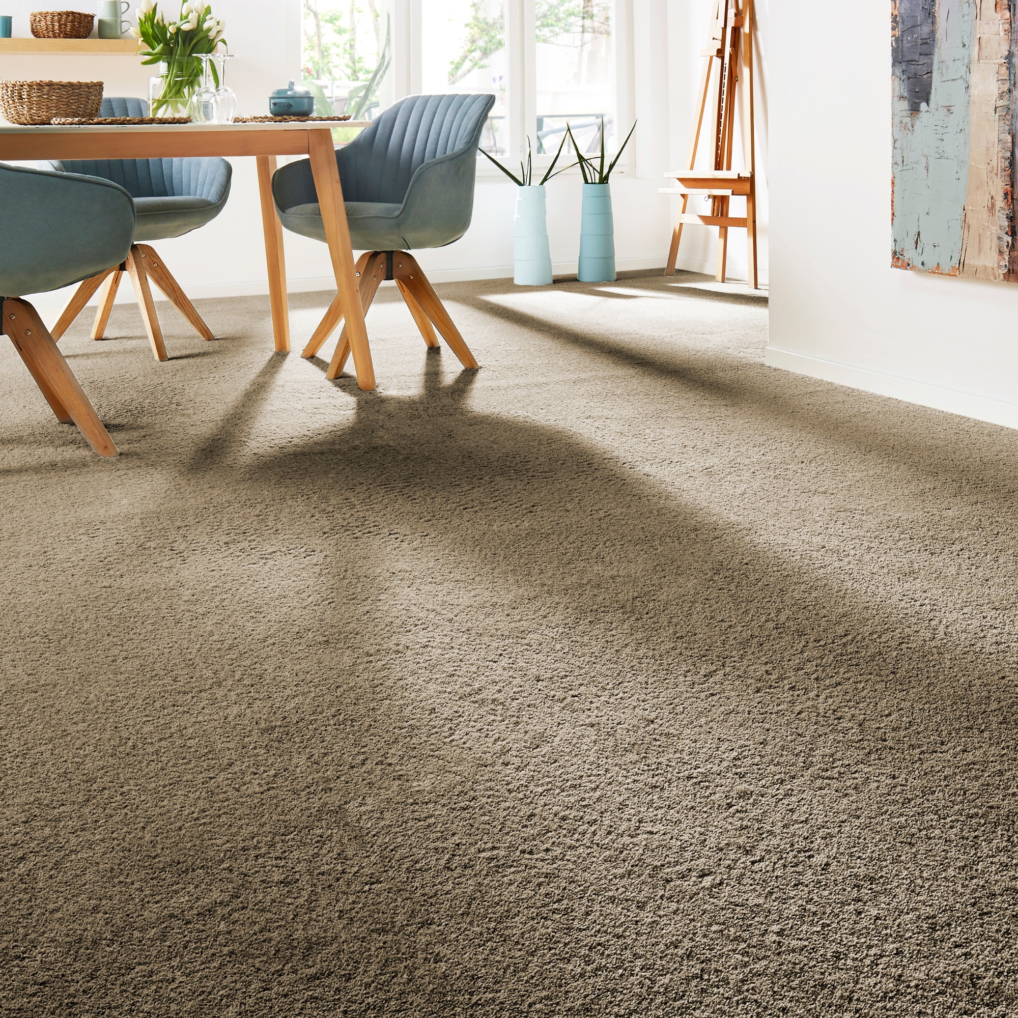 ANDIAMO Teppichboden »Verona, Velours, Made in Belgium« rechteckig 6 mm Höhe Uni Farben, Breite 400 cm oder 500 cm, strapazierfähig, pflegeleicht...