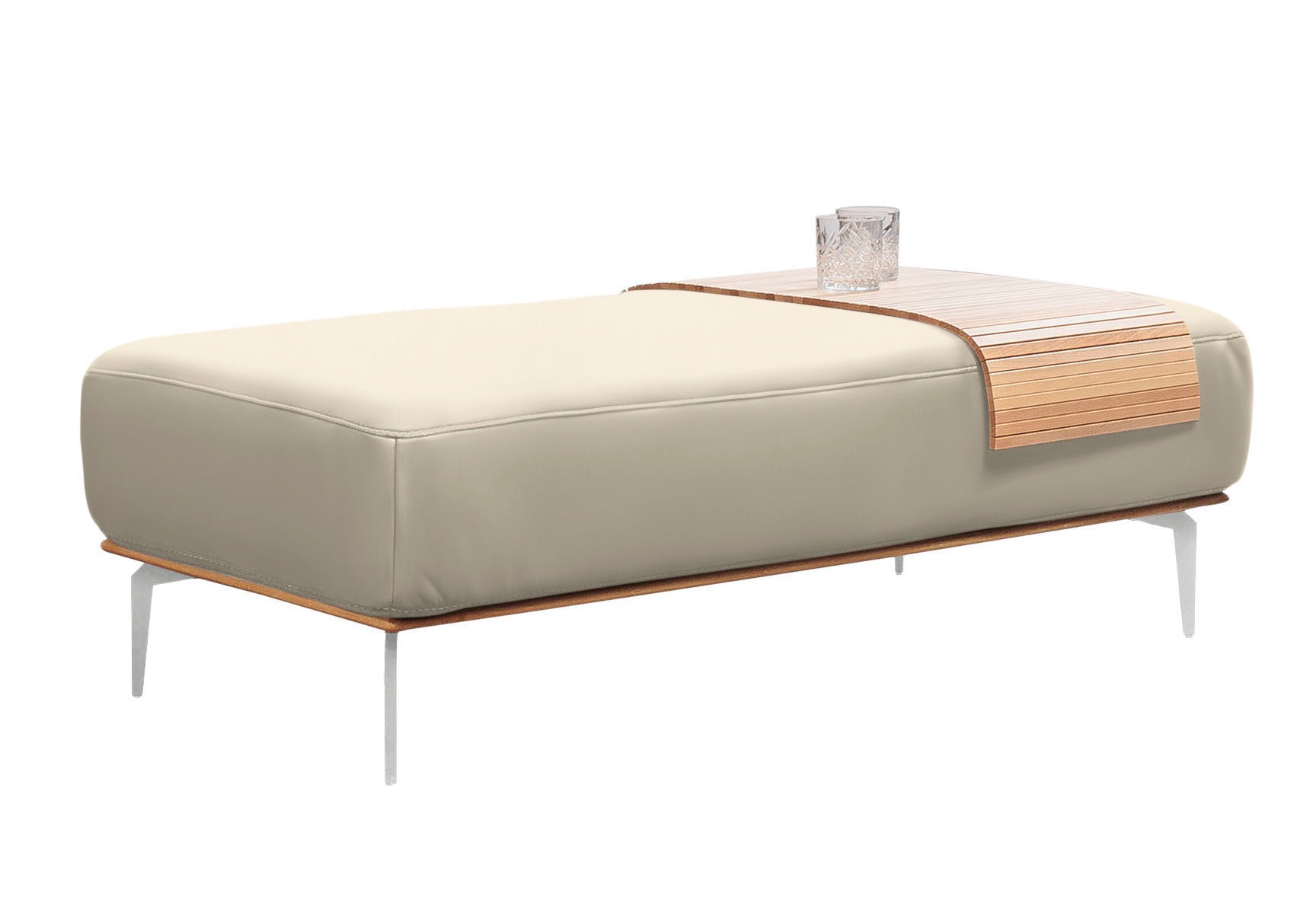 W.SCHILLIG Polsterhocker »run«, mit elegantem Holzsockel, Füße in Chrom glänzend, Breite 150 cm