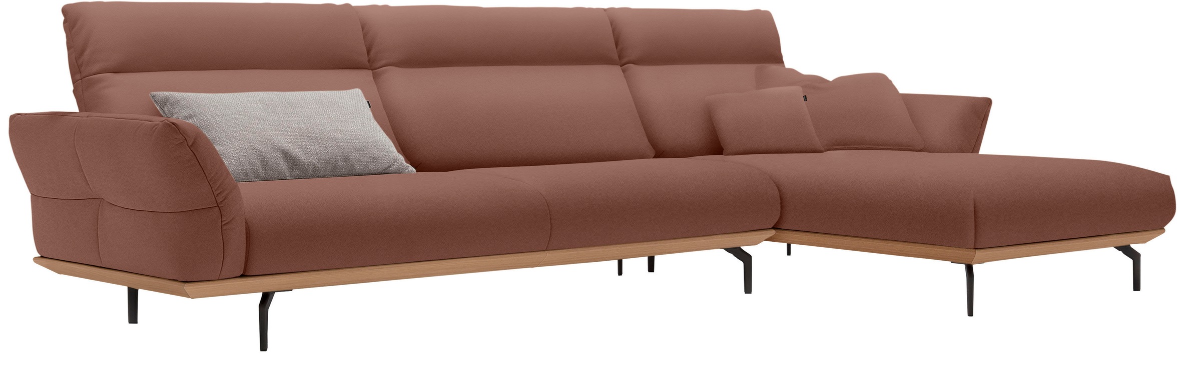 Creation BY ROLF BENZ Ecksofa »CR.460«, Sockel in Eiche, Winkelfüße in Umbr günstig online kaufen