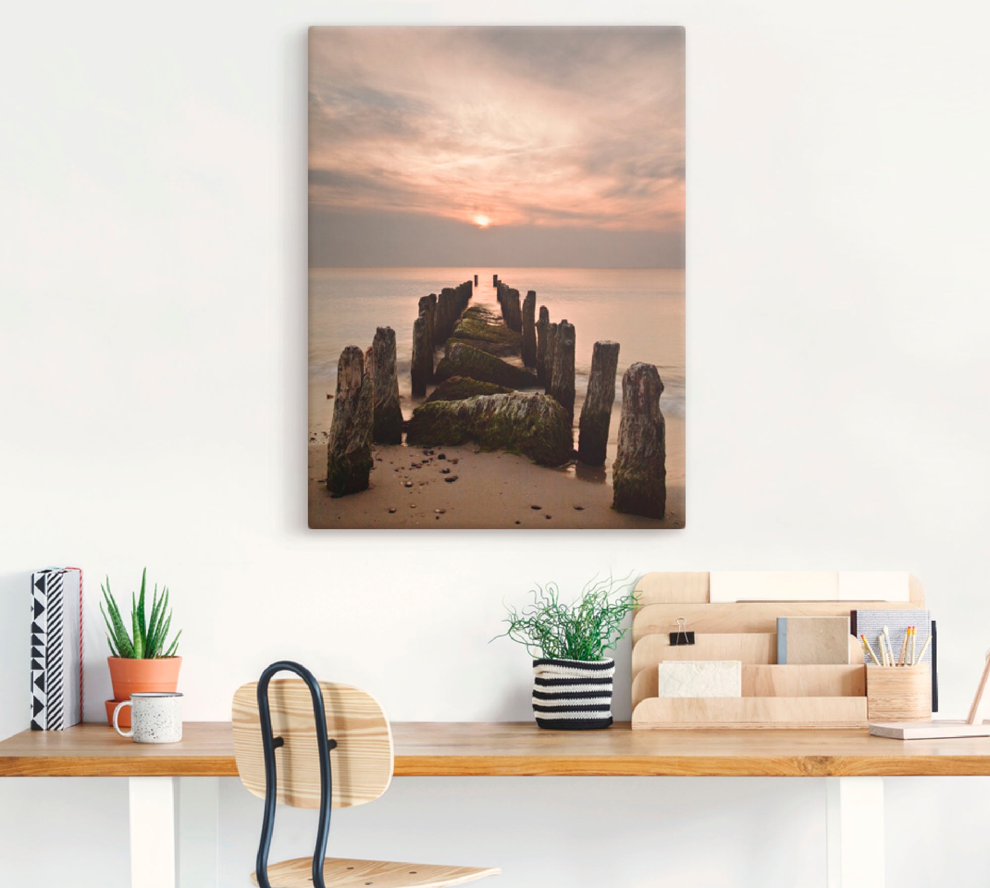 Artland Leinwandbild »Sonnenuntergang an der Ostsee«, Sonnenaufgang & -untergang, (1 St.), auf Keilrahmen gespannt