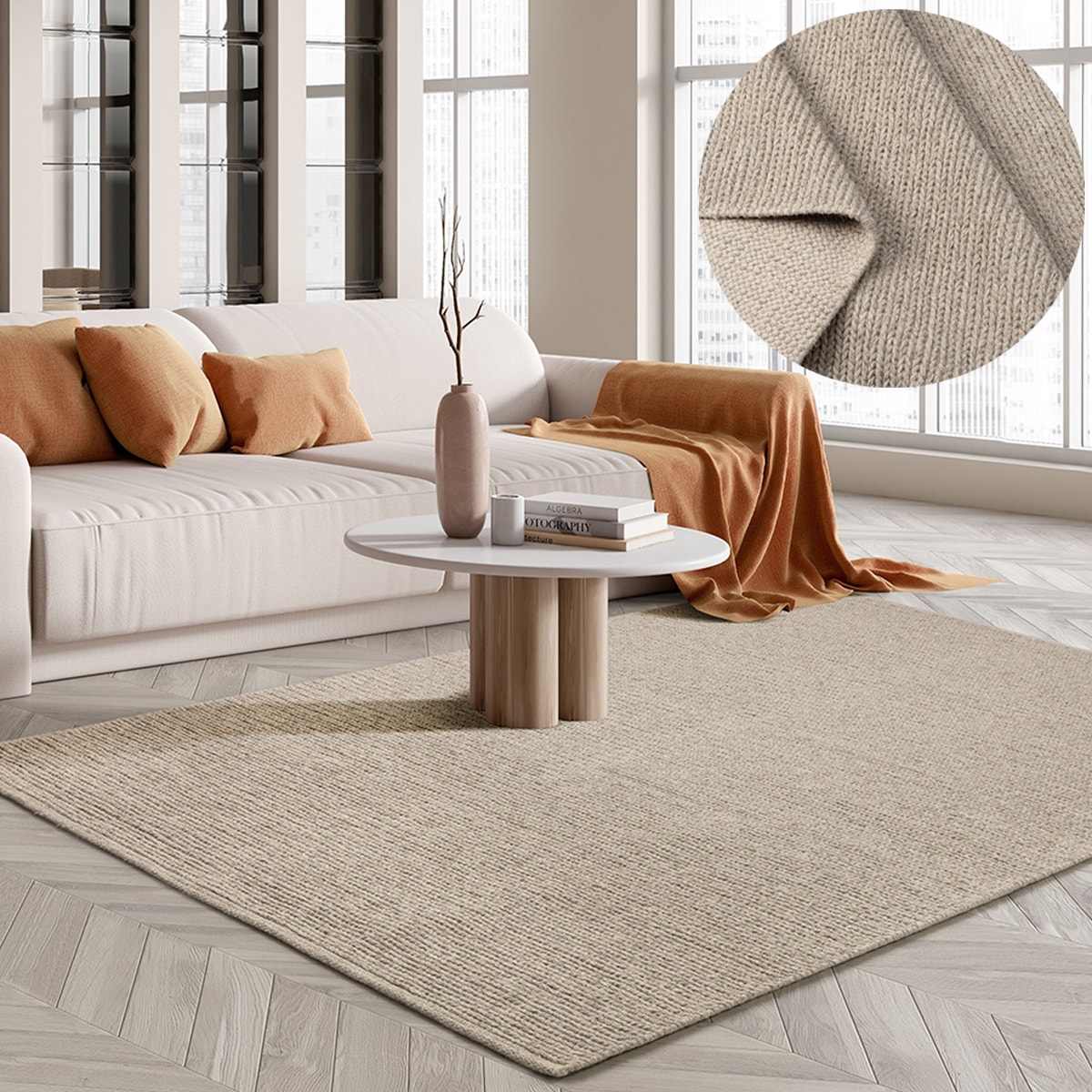 the carpet Teppich »Premium Wool«, rechteckig, Wool Handweb-Teppich Naturfa günstig online kaufen