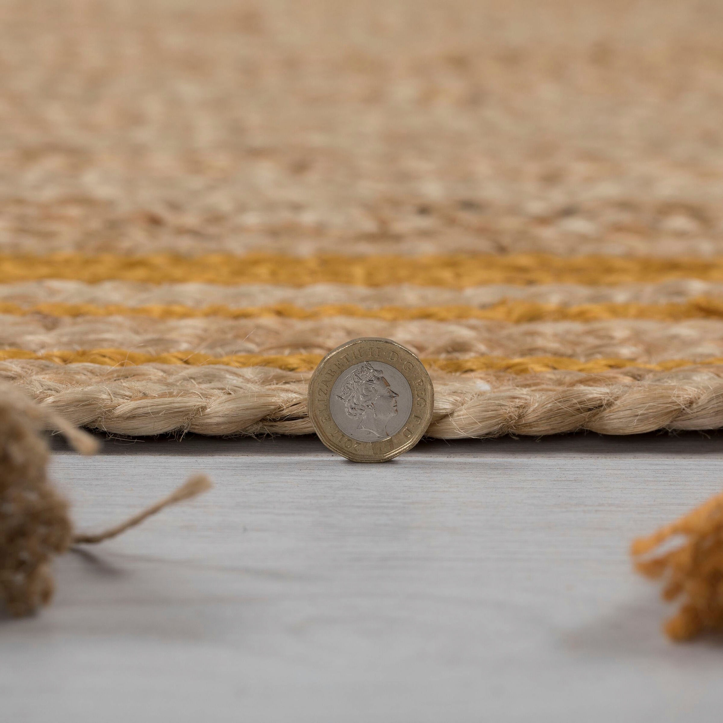 FLAIR RUGS Teppich »Istanbul«, rund, 7 mm Höhe, aus 100% Jute, mit Quasten & Bordüre