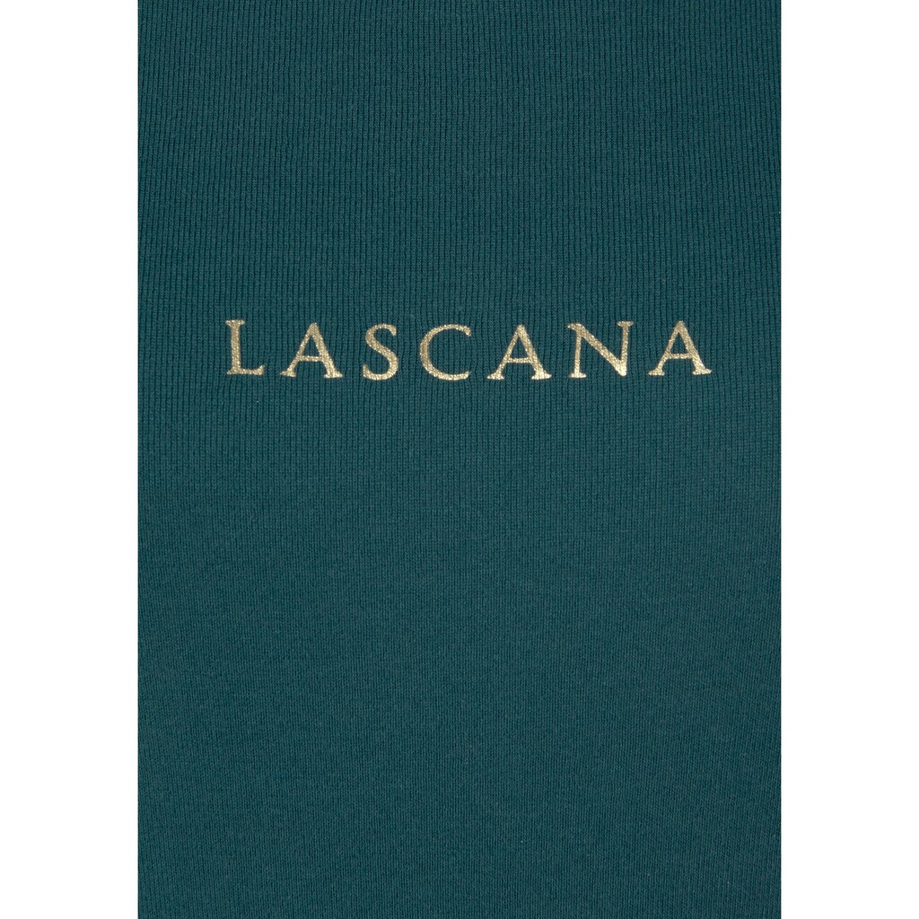LASCANA Langarmshirt, (2er-Pack), mit goldenem Logodruck