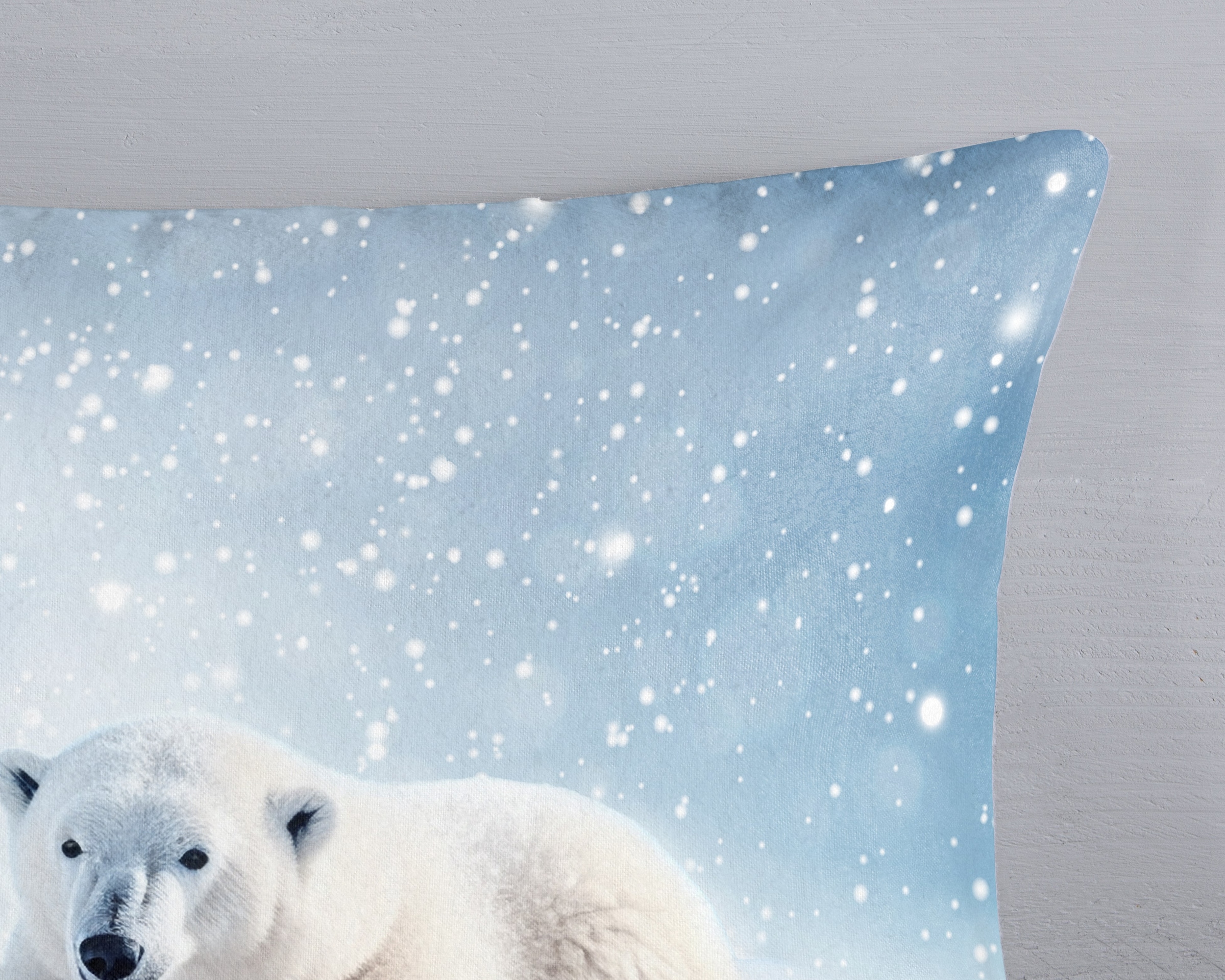 good morning Kinderbettwäsche »Esben«, Flanell, Biber, 135x200, Winter, Warm, Wendeoptik, Kind, Eisbär, Blau