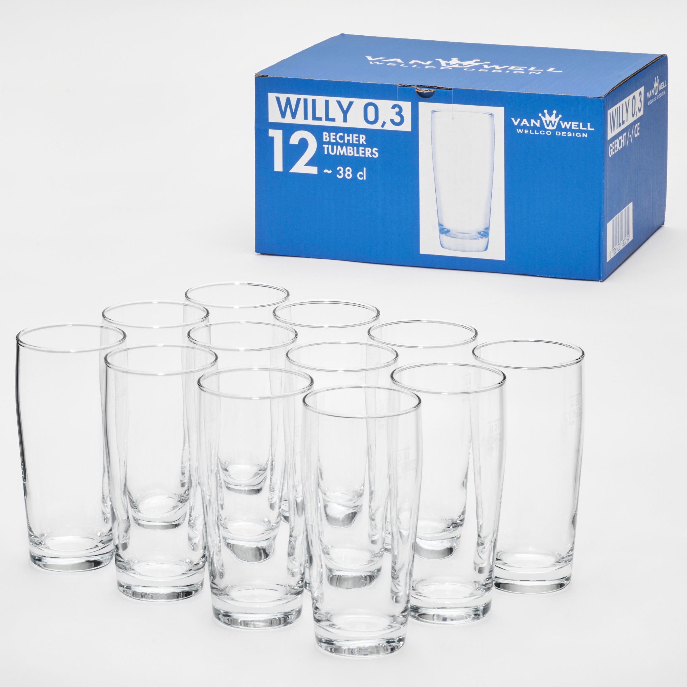 van Well Bierglas »Willybecher«, (Set, 12 tlg., 12 Willybecher 0,3l), 0,3 L günstig online kaufen