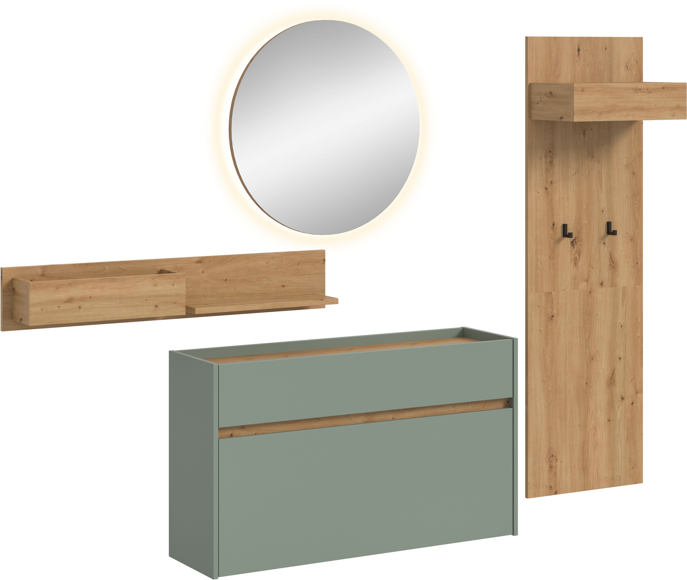 INOSIGN Garderoben-Set »EVRID, 4-teilig, Breite 205 cm, inkl. Beleuchtung« günstig online kaufen