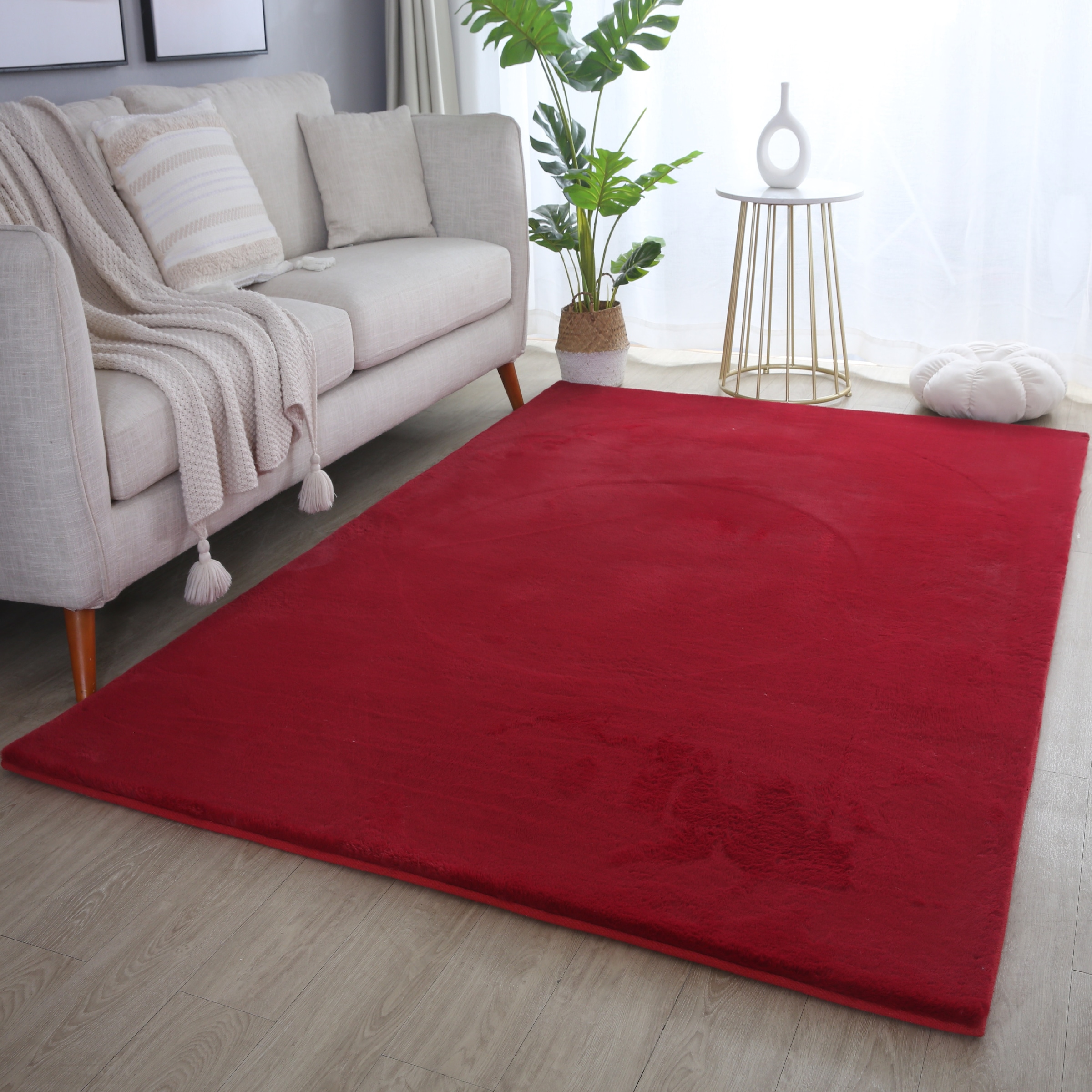 Ayyildiz Teppiche Hochflor-Teppich »Pouffy 5100« Rechteckig 20 Mm Höhe Läufer, Weicher Glatter Softflor, Kaninchen Fell Haptik, Waschbar