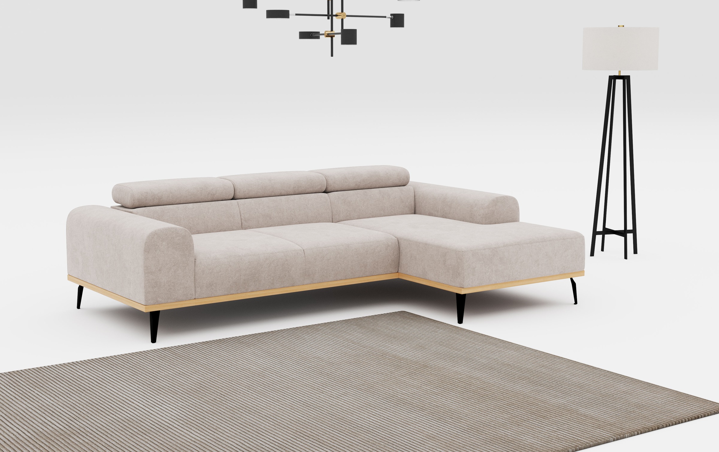 Places of Style Ecksofa "Carlo L-Form", mit Kopfteilverstellung & Holz-Rahm günstig online kaufen