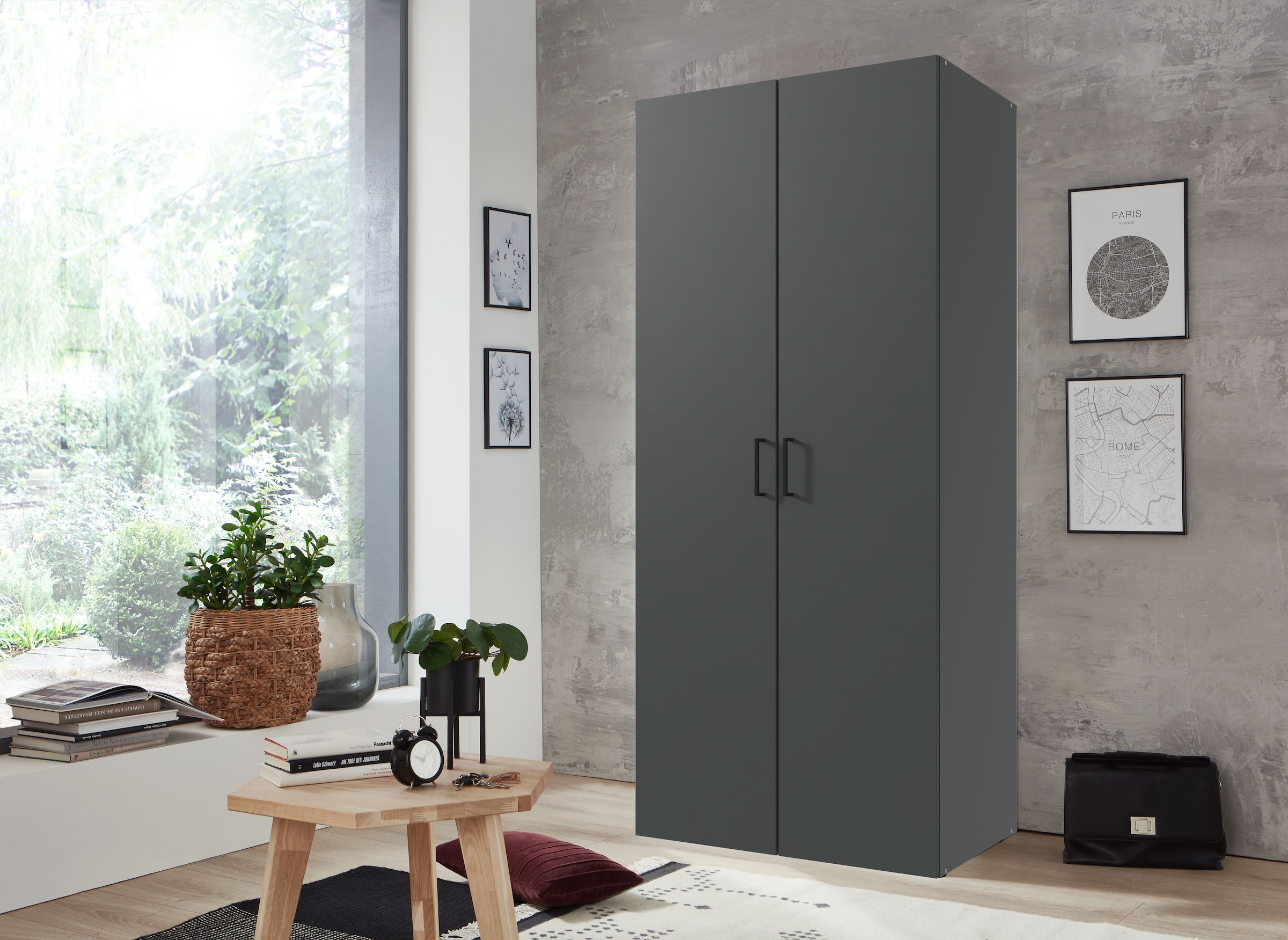 Wimex Kleiderschrank »Mugano,in 8 Breiten,3 Höhen,2 Tiefen, viele Farben, Made in Germany«, (in Basic oder Premium Ausstattung mit 2 weiteren Einlegeböden), mit langen oder kurzen Griffen aus Metall, mit oder ohne Spiegel
