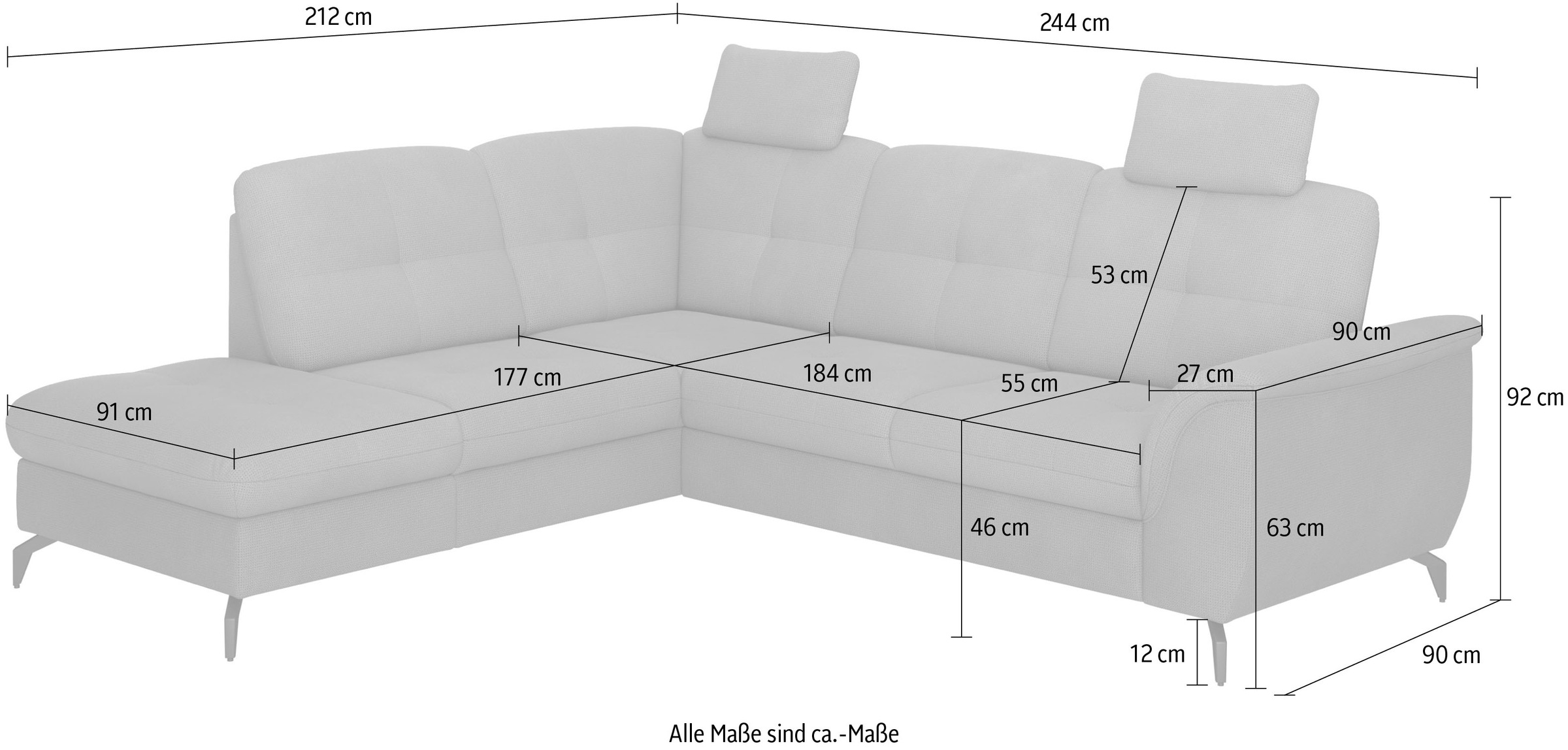 sit&more Ecksofa »Zora L-Form«, wahlweise mit Bettfunktion und Bettkasten