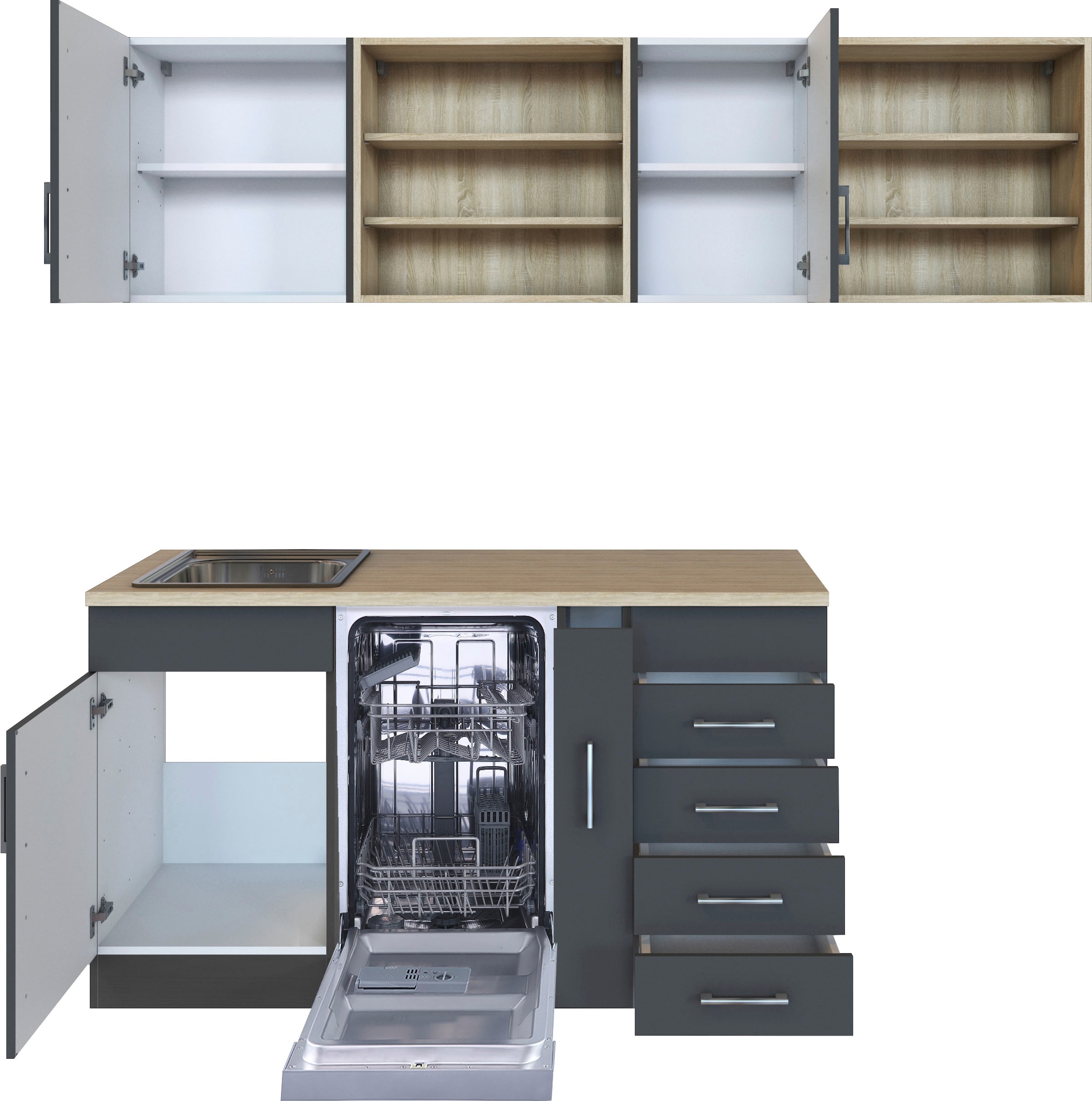 KOCHSTATION Küche »KS-Mali« Stellbreite 210/170 cm, mit E-Geräten