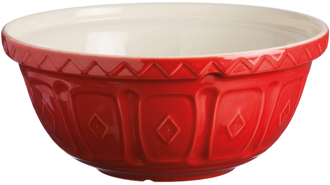 MASON CASH Rührschüssel 1 Stk. aus Steingut mit markantem Muster, auch als Obst- oder Salatschüssel rot