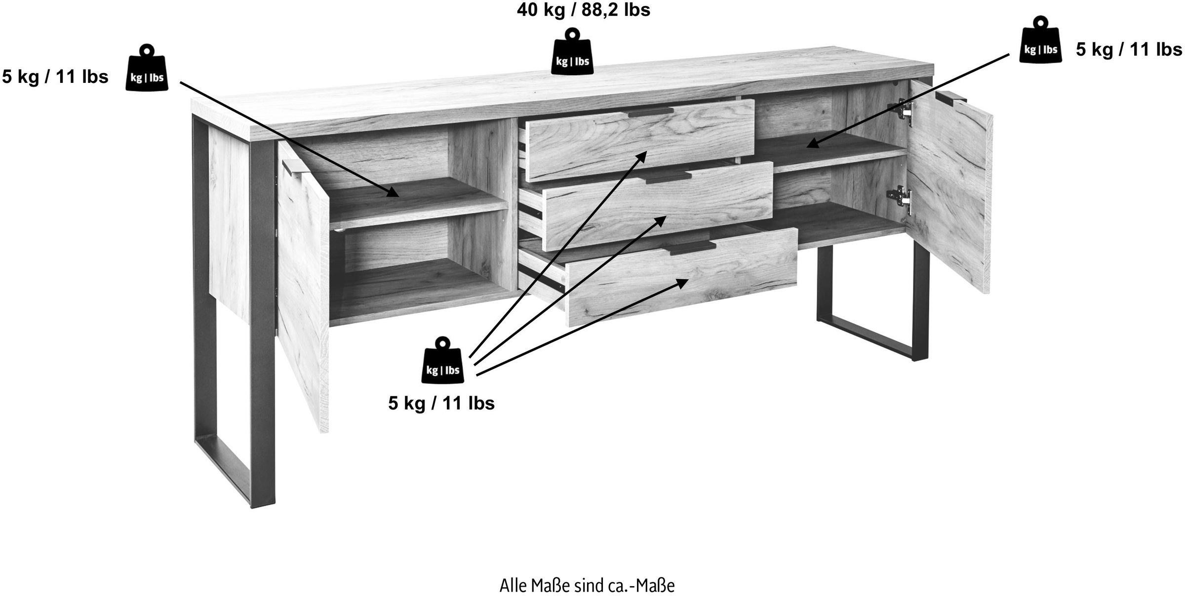 Jahnke Sideboard »LOOP«, Breite ca. 180 cm