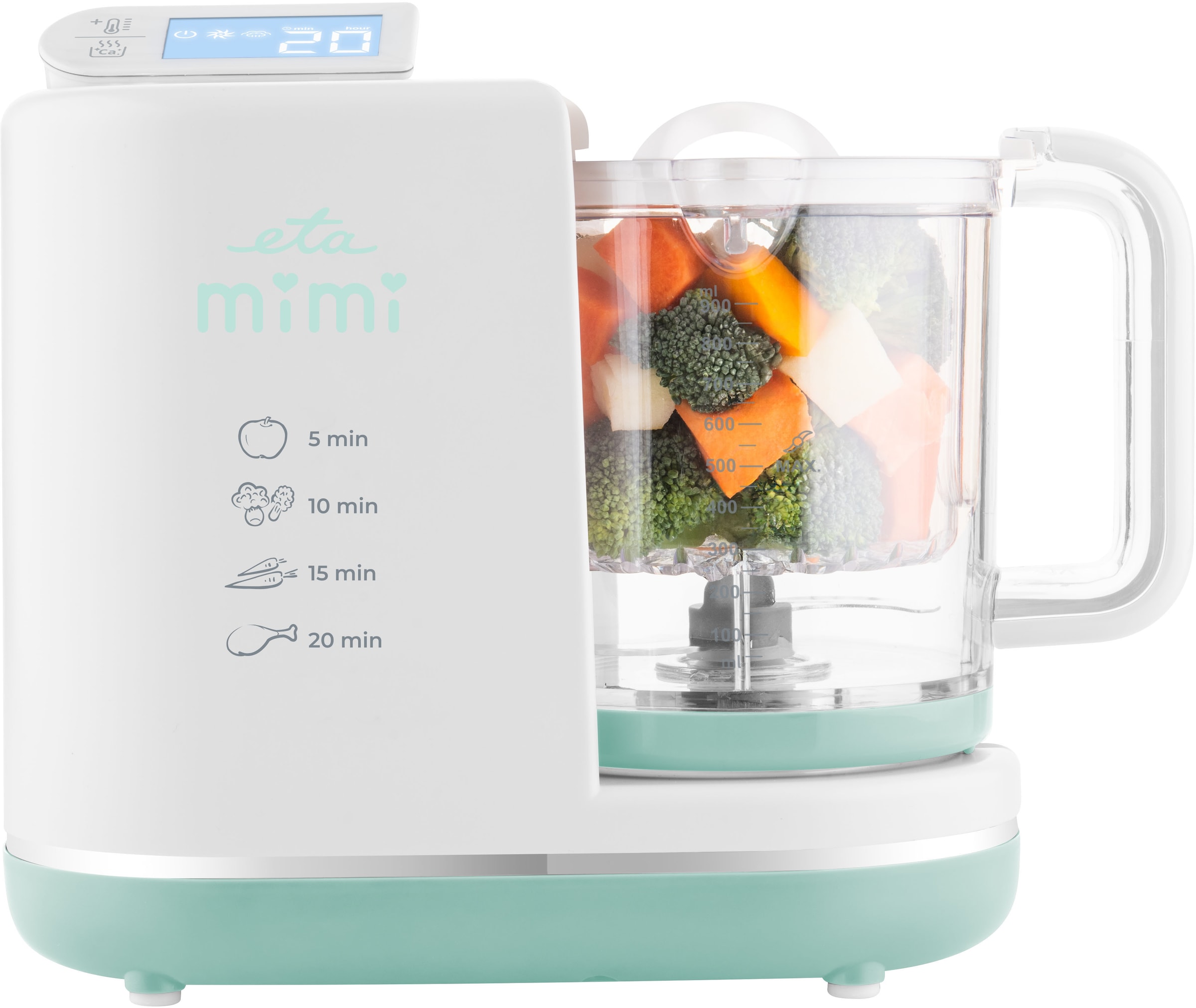 eta Babynahrungszubereiter »Dampfgarer ETA Mimi«, 6-in-1-Multifunktionsgerät, Touchpanel mit ausklappbarem LCD-Panel