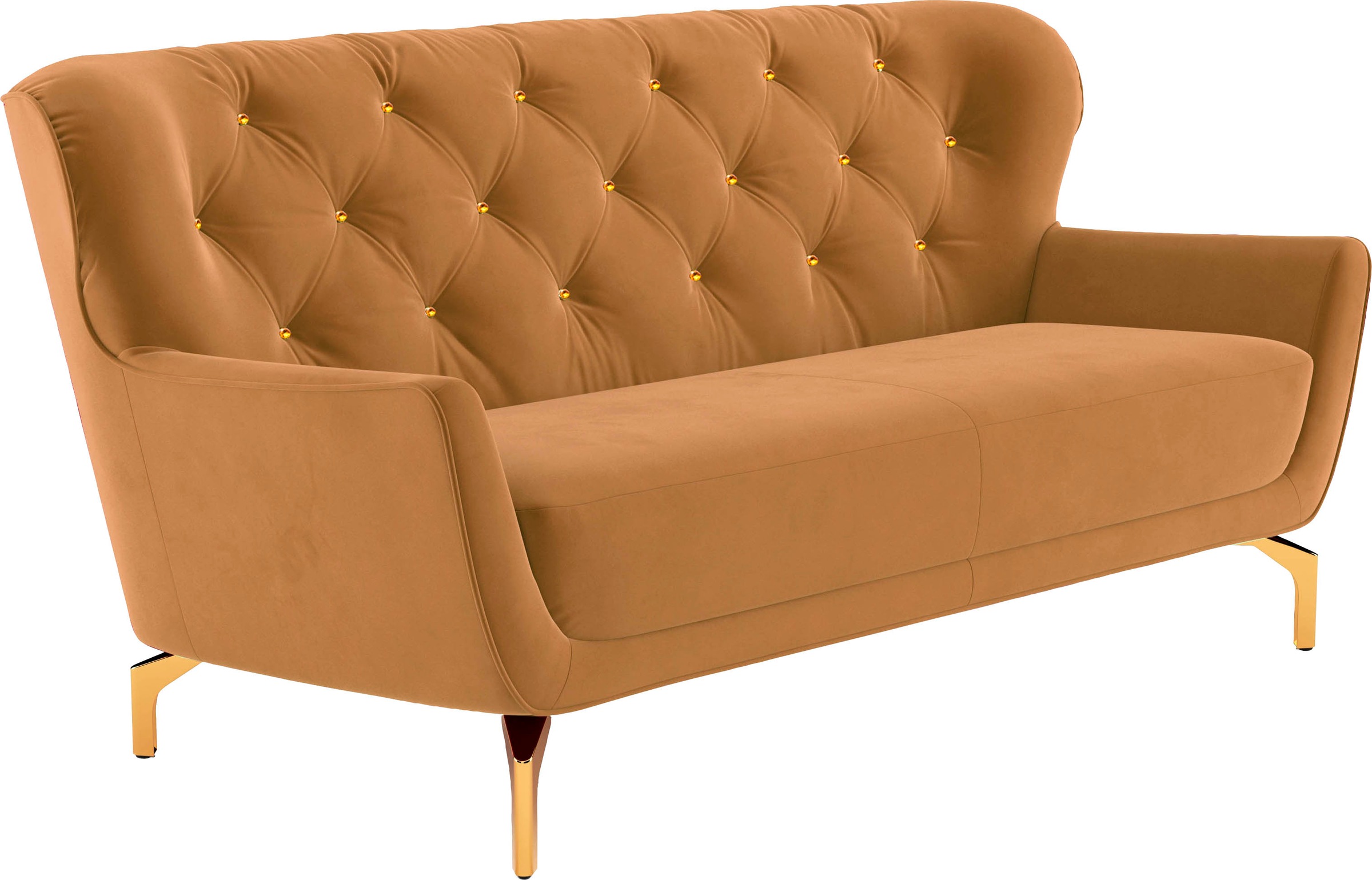 sit&more 3-Sitzer »Orient 3«, inkl. 2 Zierkissen mit Strass-Stein, goldfarbene Metallfüße
