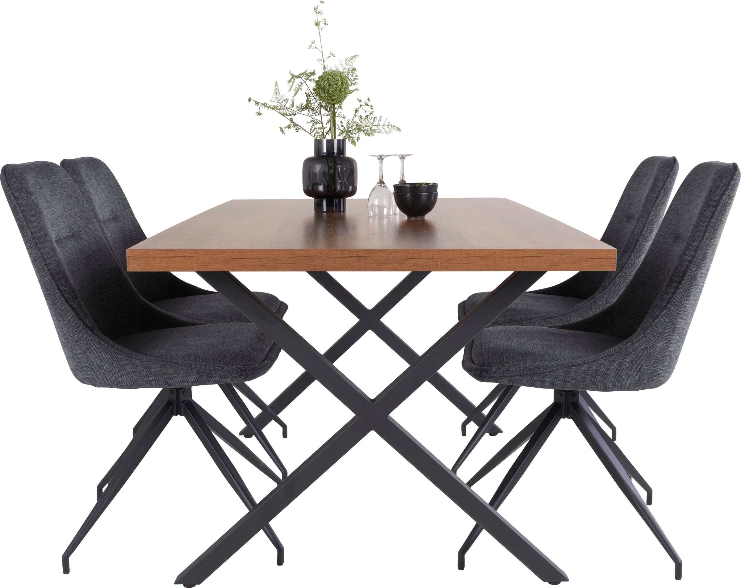 Homexperts Esszimmerstuhl, (Set), 2 St., Webstoff, Webstoff, Schwarz Eisenfüße, B 50 T 59 H 90 cm, Ohne Armlehne