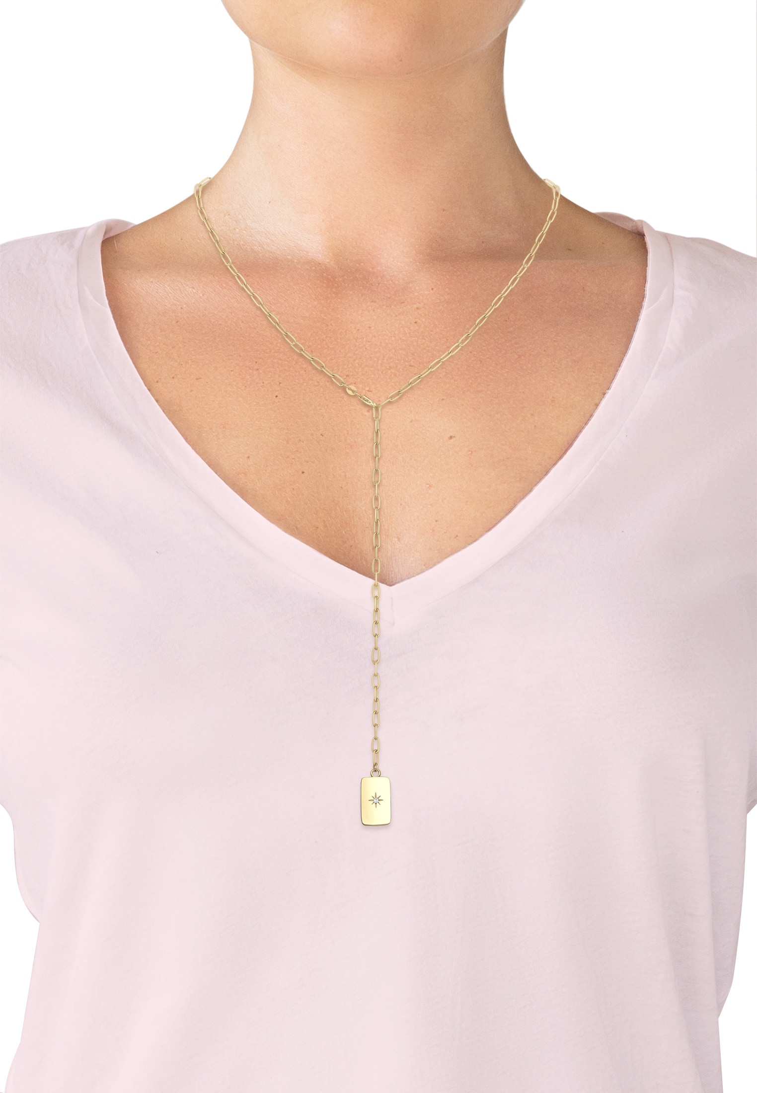 Elli Premium Collierkettchen »Y-kette Verstellbar Zirkonia Trend 925 Silber«