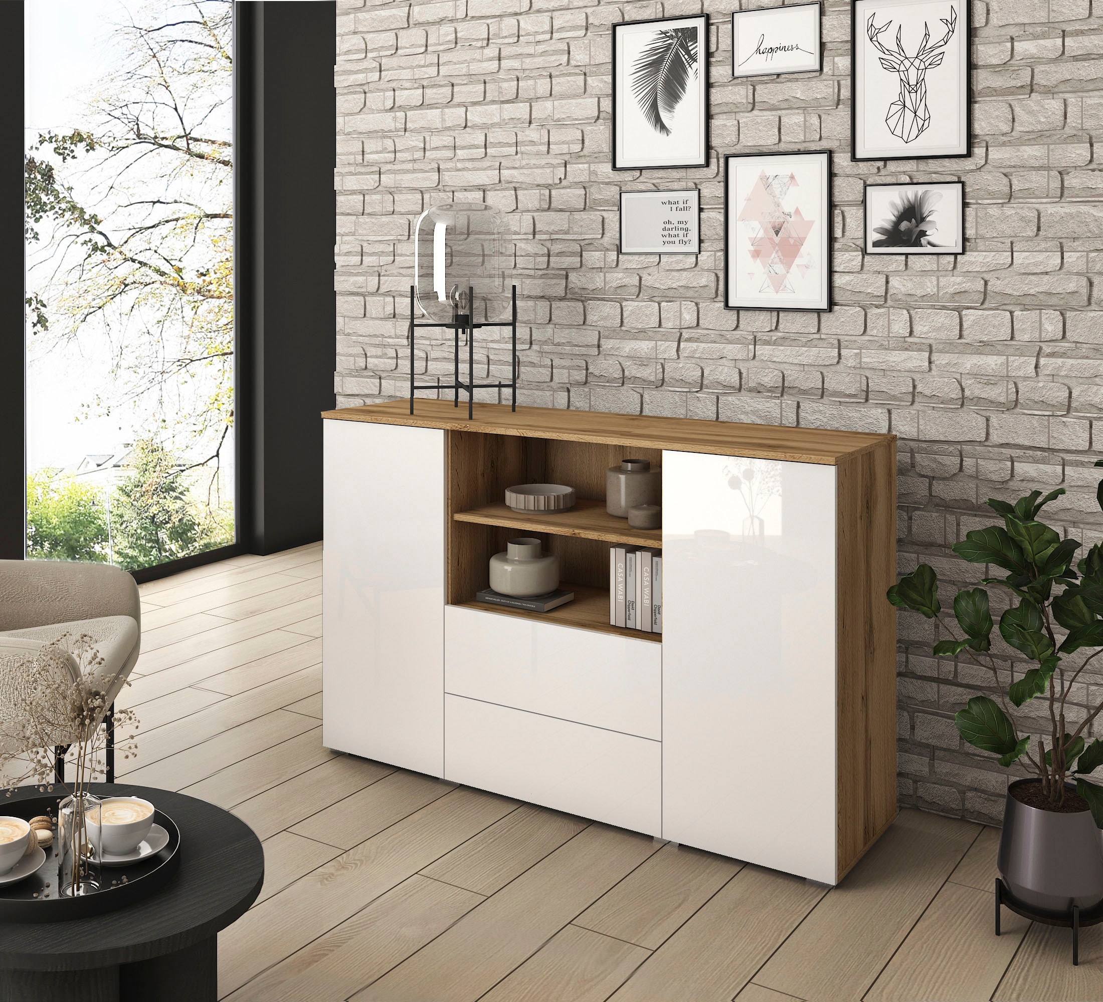 INOSIGN Sideboard »PARIS« 1 Stk. tlg. Moderne 140cm breite grifflose Kommod günstig online kaufen