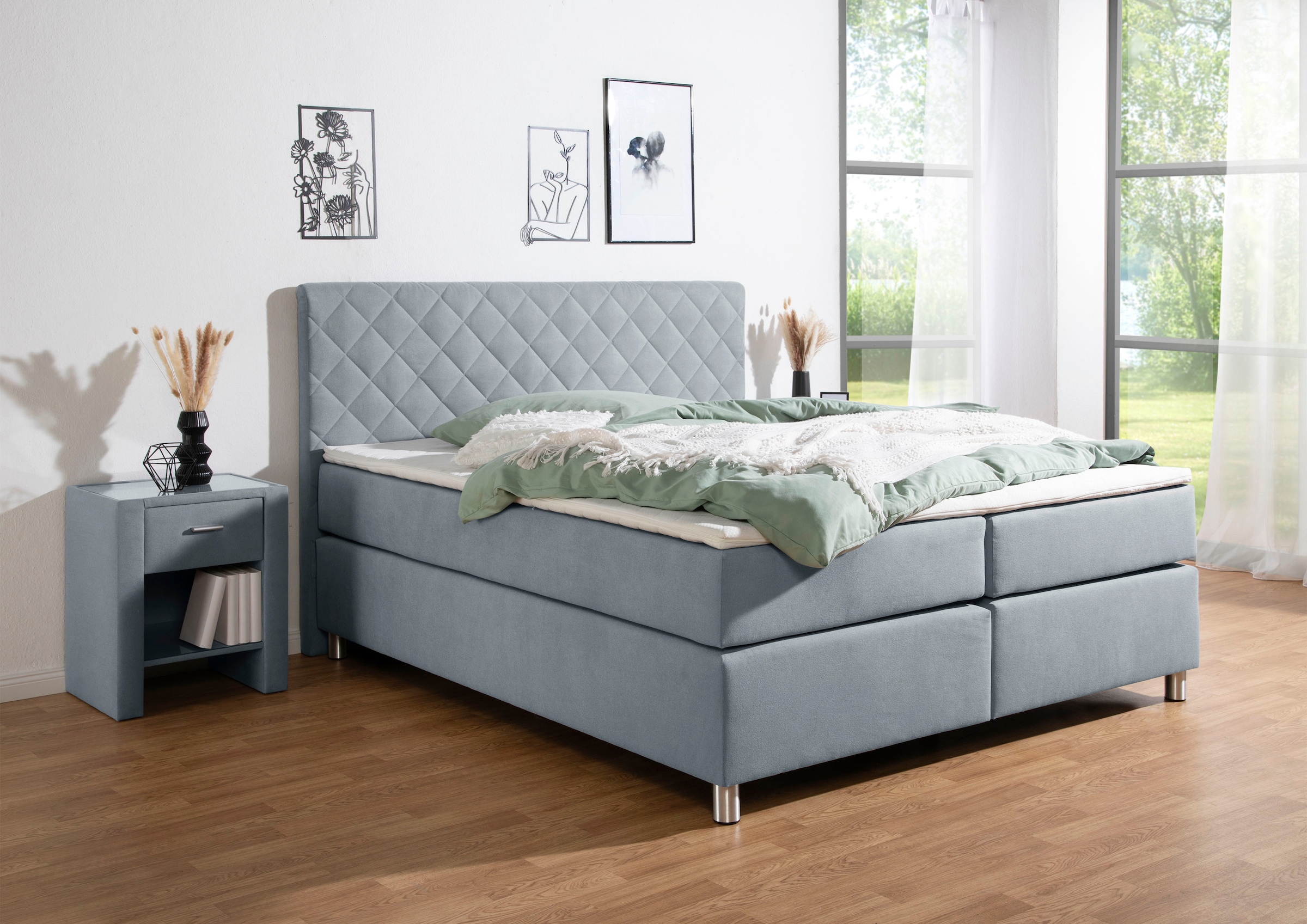 Leonique Boxspringbett »Bernard, in verschiedenen Breiten«, inkl. Topper, M günstig online kaufen