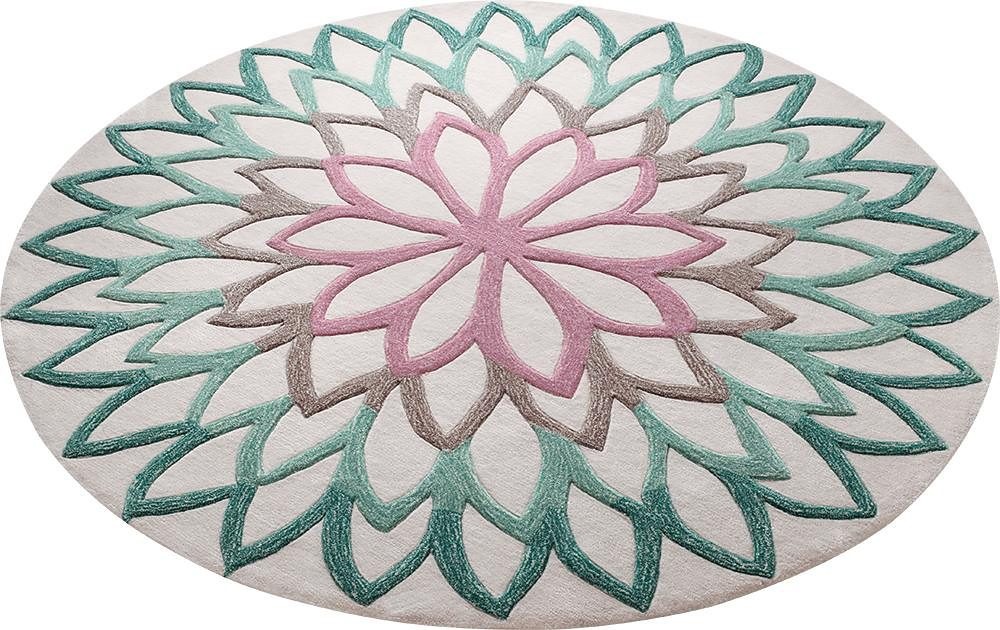 Esprit Teppich »Lotus Flower«, rund, handgearbeiteter Konturenschnitt, Wohnzimmer