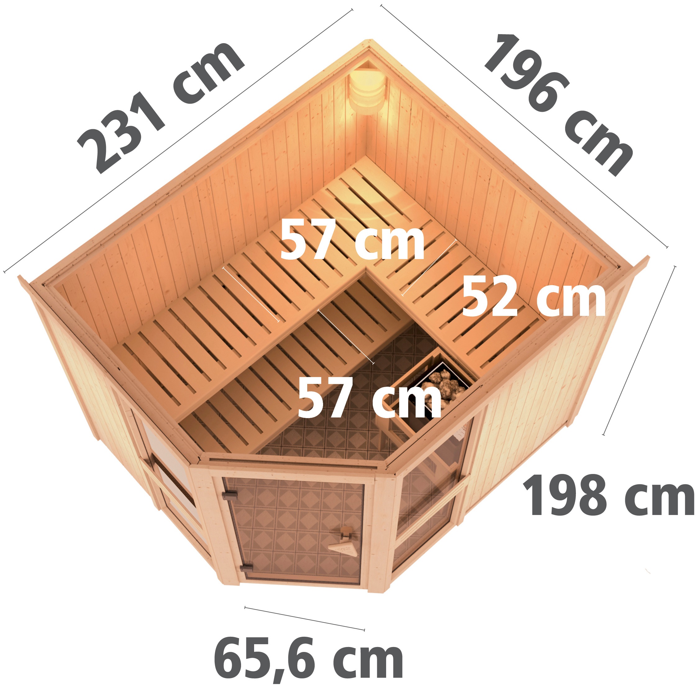 Karibu Sauna »Aline 3«, 9-kW-Bio-Ofen mit externer Steuerung