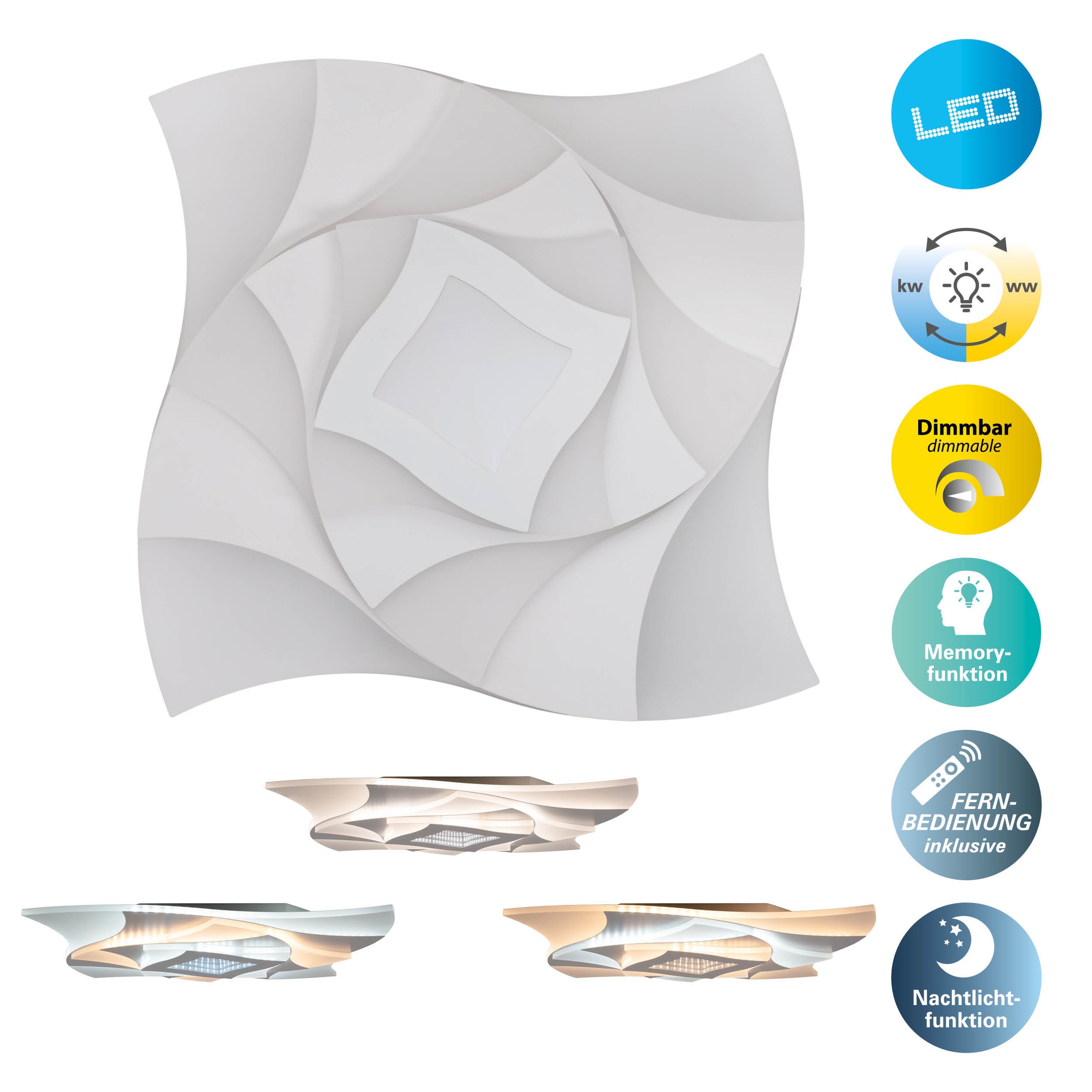 näve LED Deckenleuchte »Liora« LED-Modul 1 Stk. warmweiß - kaltweiß 3D-Effe günstig online kaufen