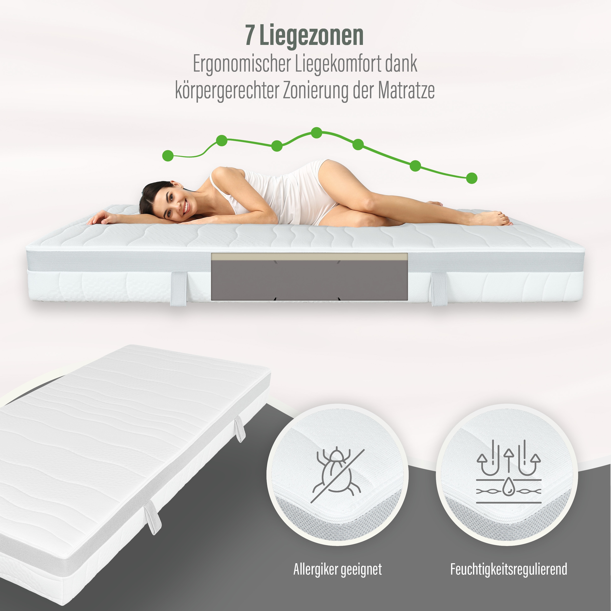 Beco Hybridschaum-Matratze »Feel Like Latex ONE KS« 21 cm hoch 1 Stk. tlg. Ergonomischer Hybridschaum mit komfortabler Feel Like Latex Auflage