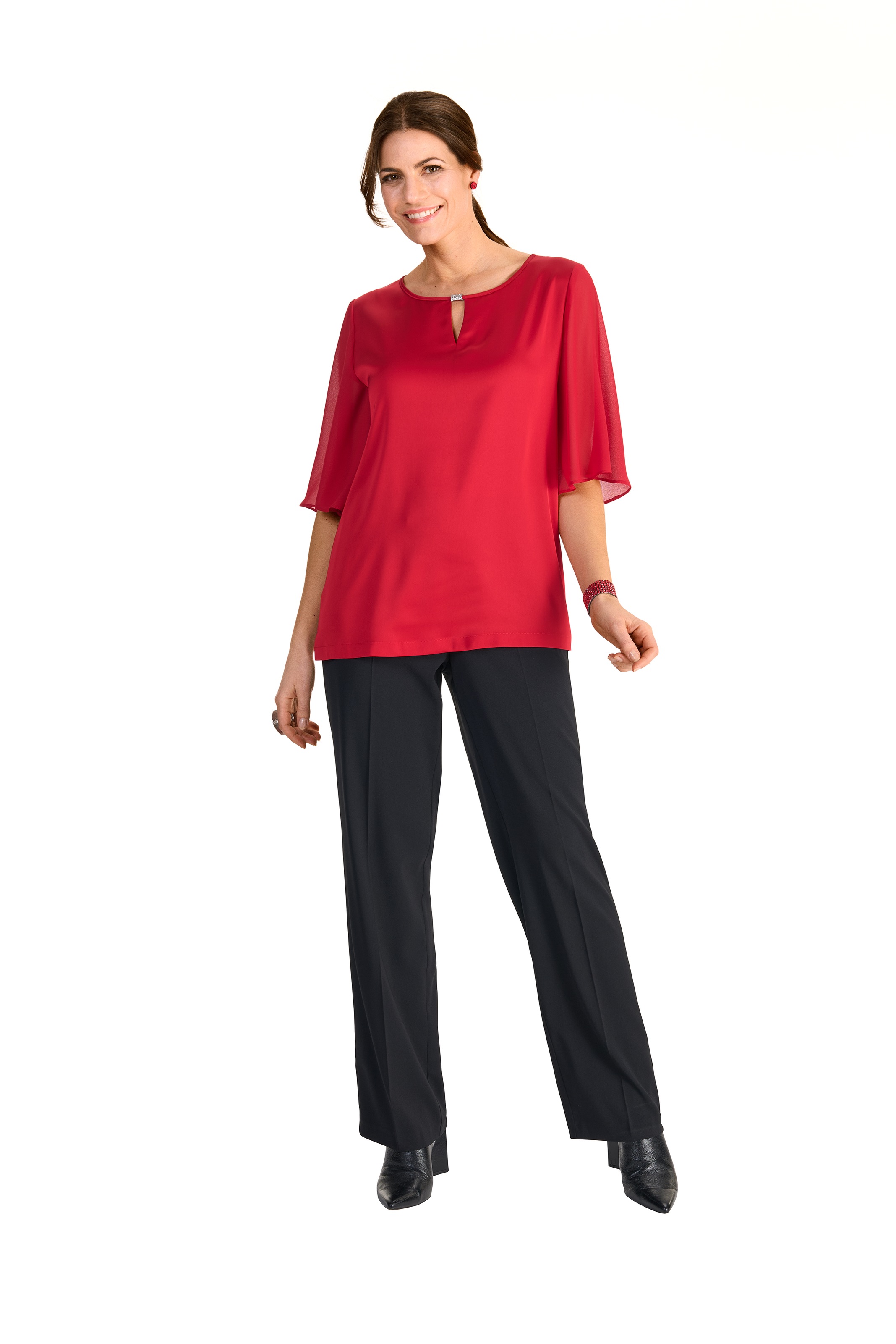 HERMANN LANGE Collection Blusenshirt, mit Glitzerdetail am Ausschnitt