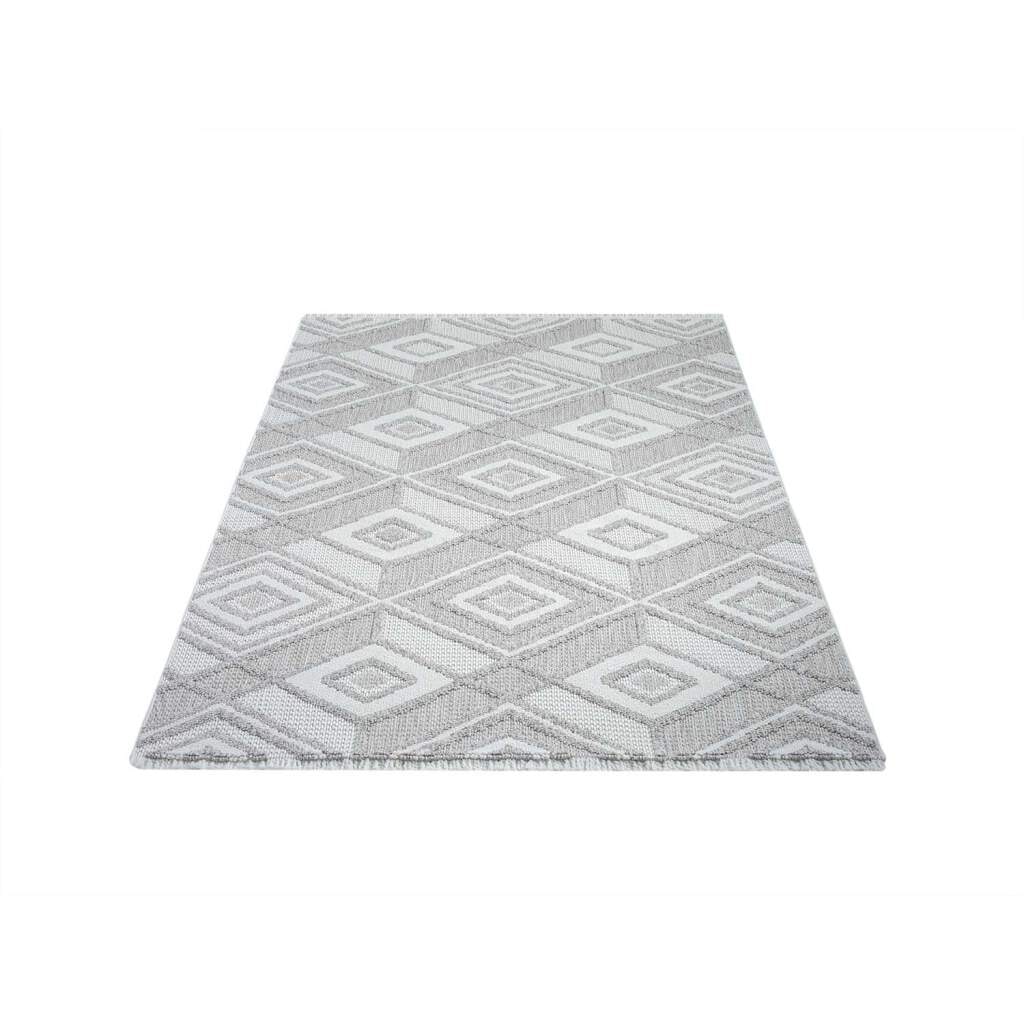 Carpet City Teppich »LINDO 8875«, rechteckig, 11 mm Höhe, Kurzflor, Hochtief-Muster/ 3D-Effekt, Fransen, Boho-Stil, Wohnzimmer