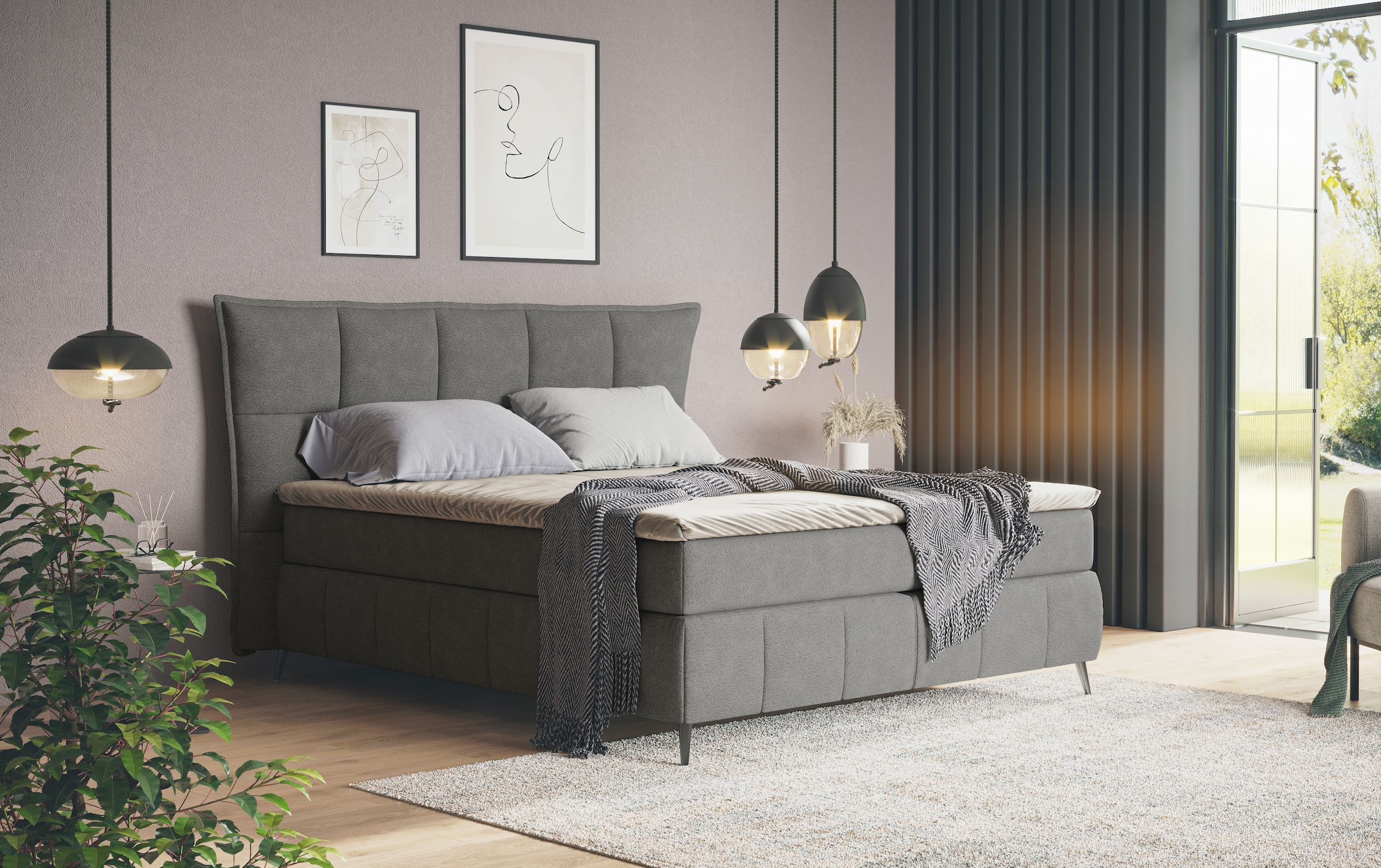 COTTA Boxspringbett »Sarah«, inkl. Topper, 2 Matratzenkerne, Härtegrade H2, H3 oder H4