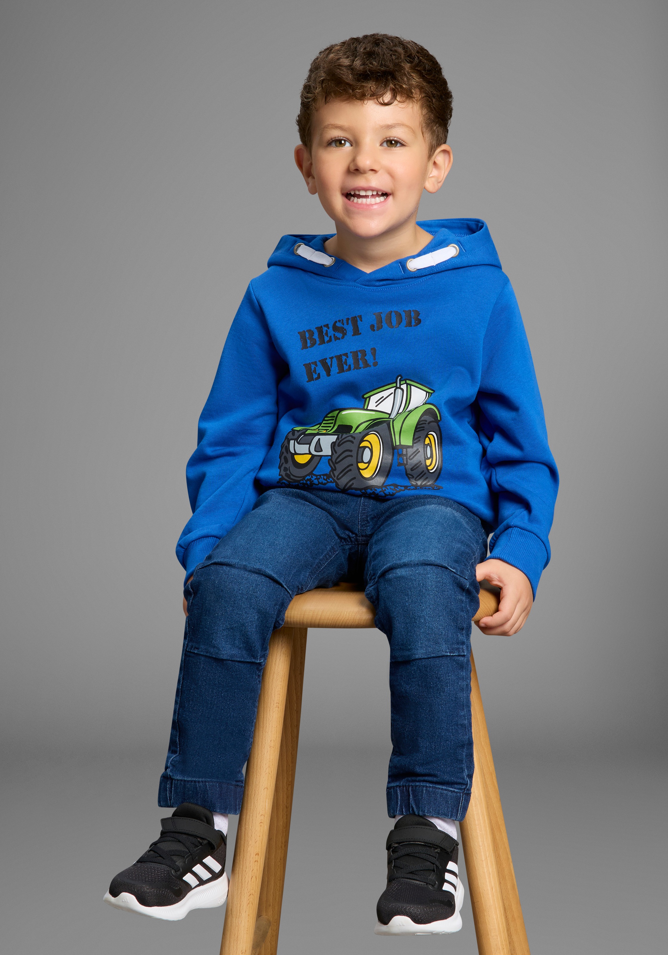 KIDSWORLD Kapuzensweatshirt »BEST JOB EVER!«, Kapuzensweatshirt mit Traktor-Print