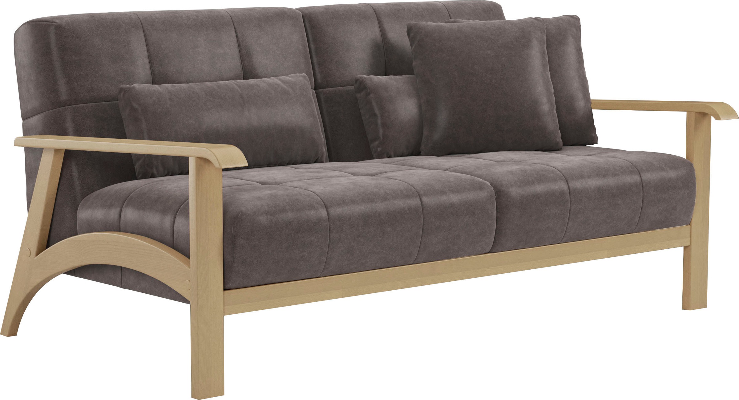 sit&more 2,5-Sitzer »Billund«, Armlehnen aus Buchenholz in natur, verschiedene Bezüge und Farben