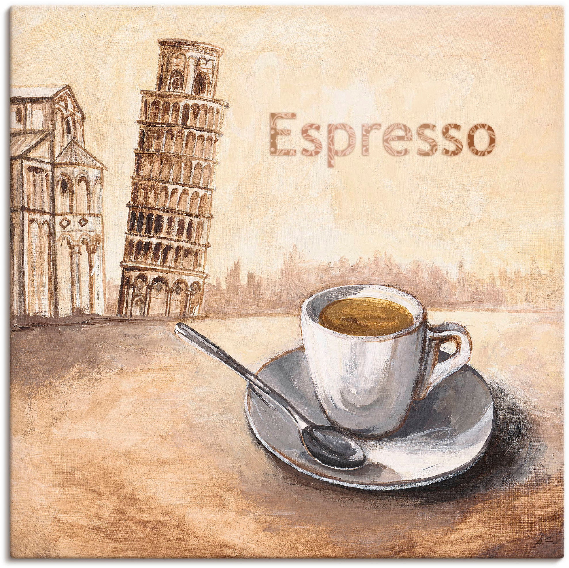 Artland Wandbild »Espresso in Pisa«, Kaffee Bilder, (1 St.), als Leinwandbi günstig online kaufen