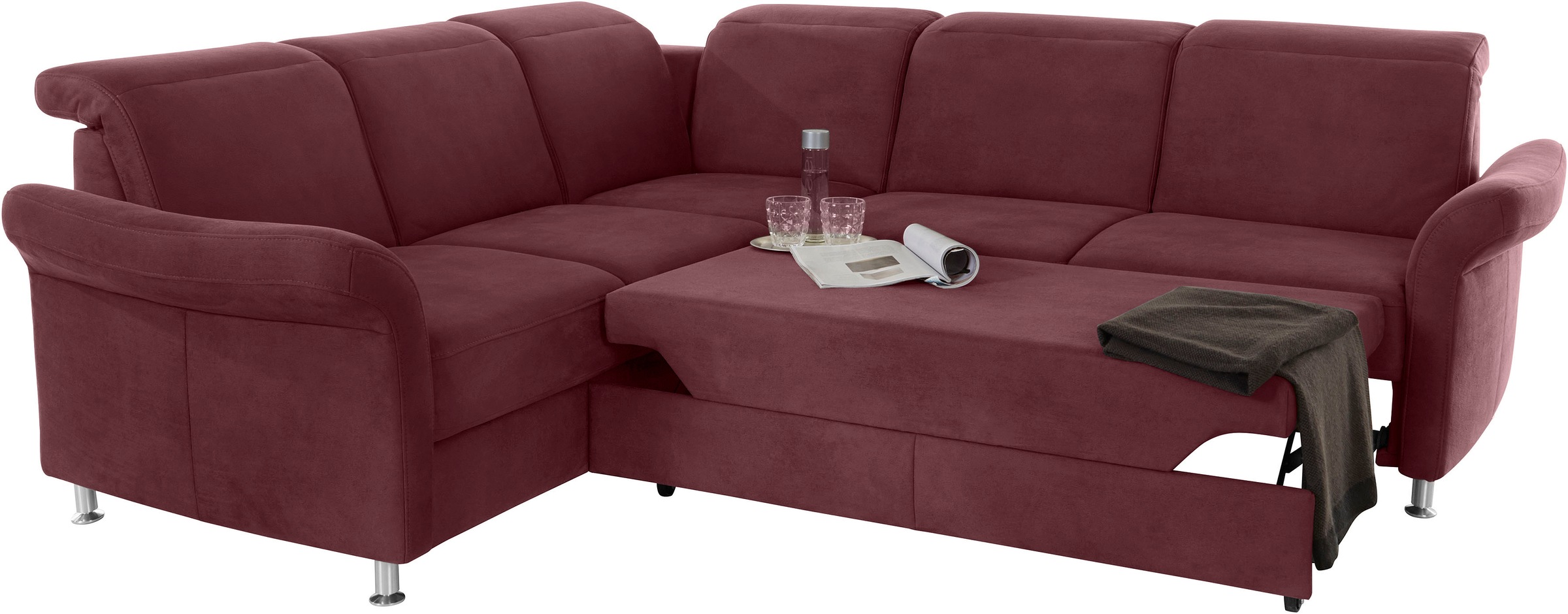 sit&more Ecksofa »Darwin L-Form«, inklusive Federkern, wahlweise mit Kopfteilverstellung, Bettfunktion