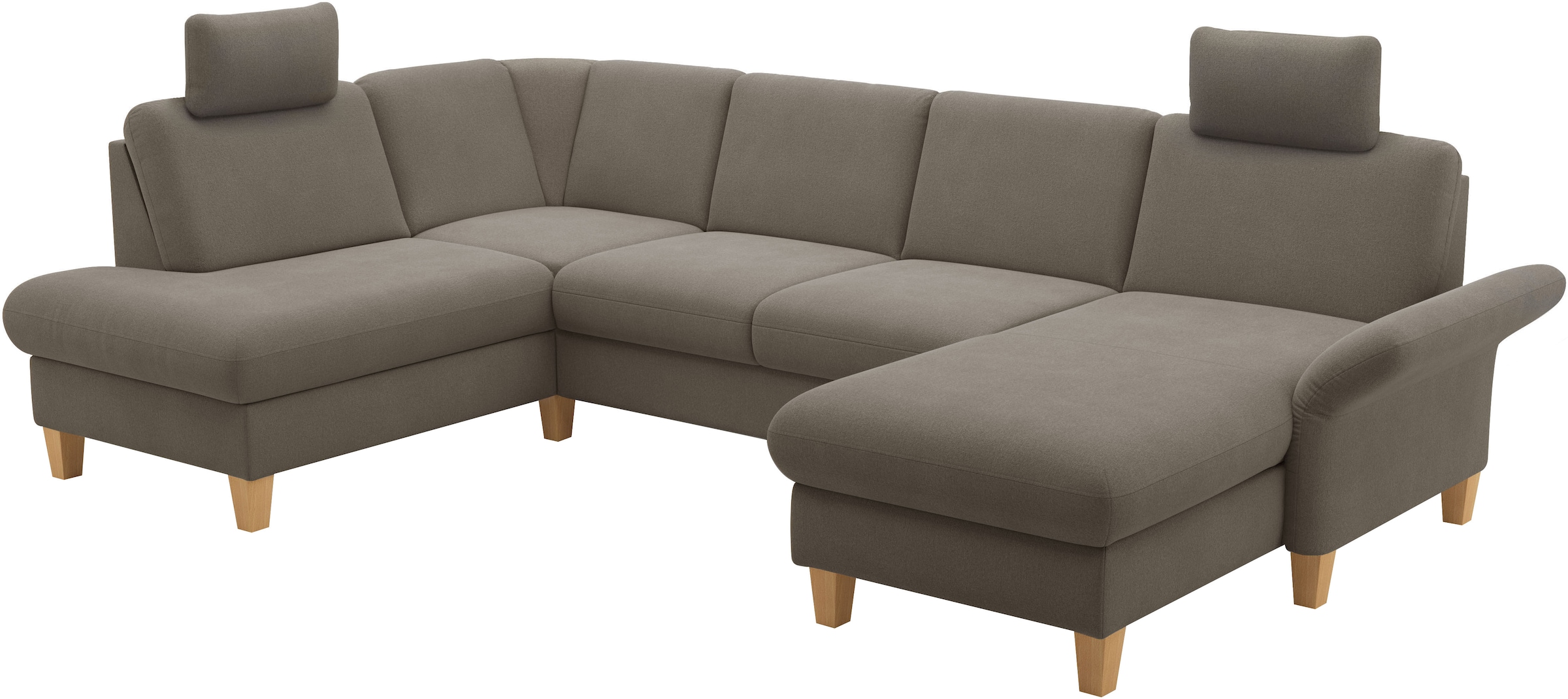 Home affaire Wohnlandschaft »Rochelle, U-Form«, optional mit Armteilverstellung, mit Bettfunktion & Bettkasten