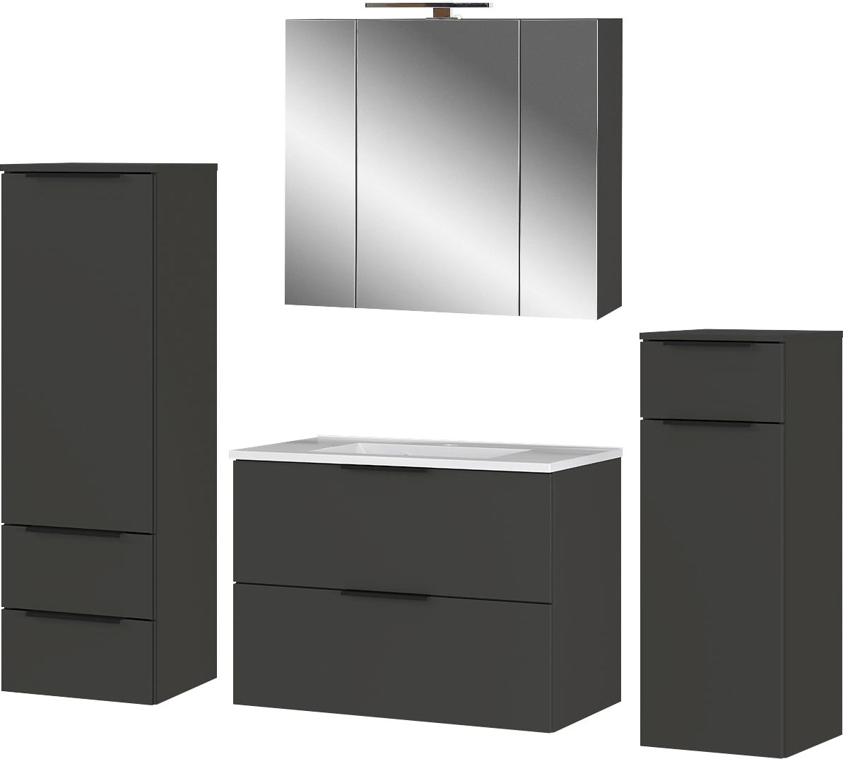 GERMANIA Badmöbel-Set »Crandon«, (4 St.), inkl. WT-Unterschrank, Spiegelschrank, Schrank und Mediumschrank