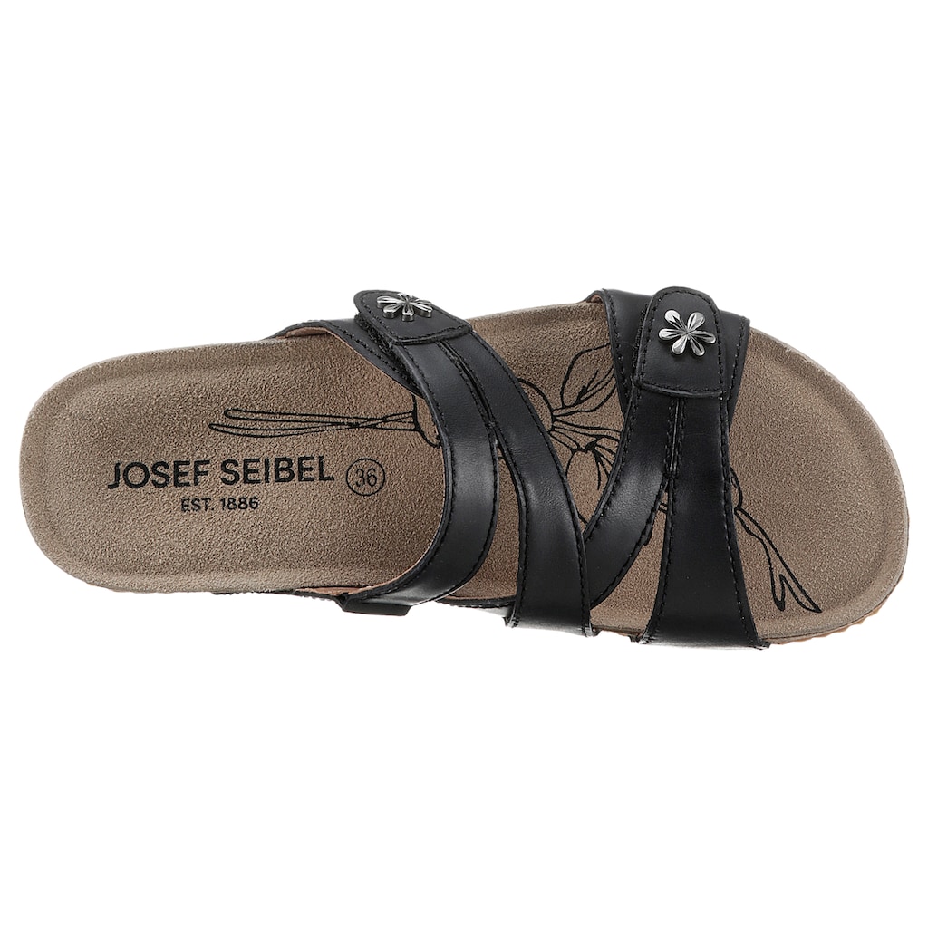 Josef Seibel Pantolette »Tonga 82«, Plateau, Sommerschuh, Schlappen mit kleinem Blütendetail