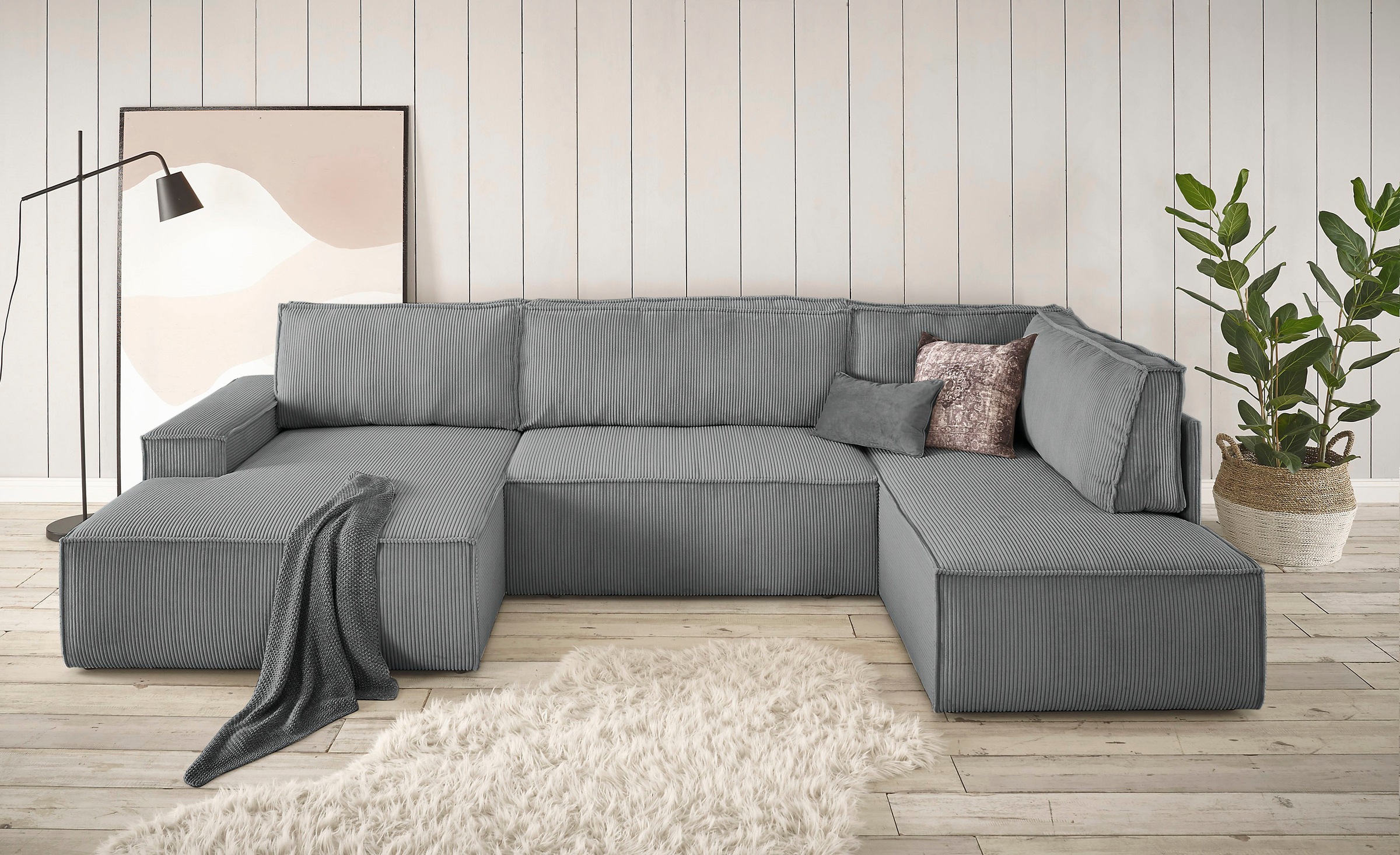 Home affaire Wohnlandschaft »SHERWOOD 329 cm, U-Form, Schlafsofa,« Schlaffu günstig online kaufen