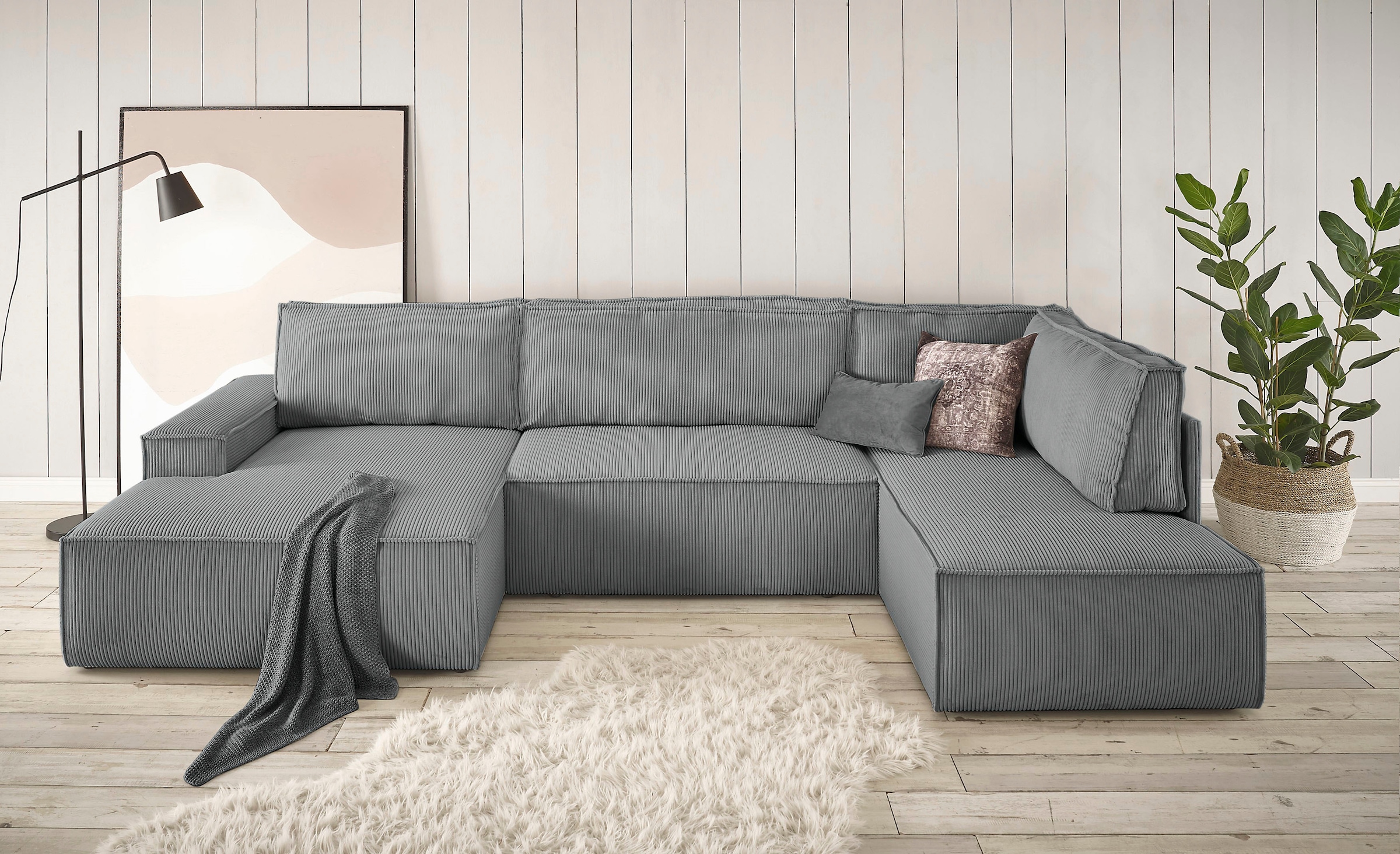 Home affaire Wohnlandschaft "SHERWOOD XXL 329 cm, U-Form, Schlafsofa,", Sch günstig online kaufen