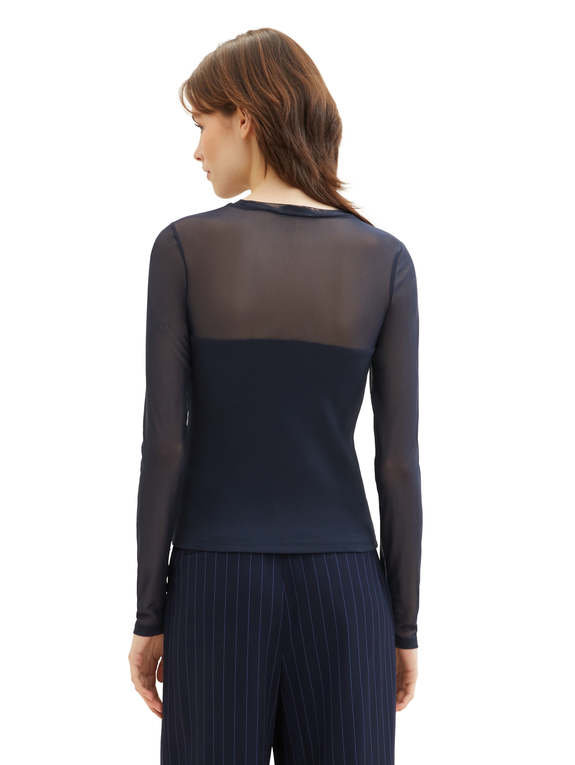 TOM TAILOR Denim Langarmshirt, mit Mesh und Elasthan