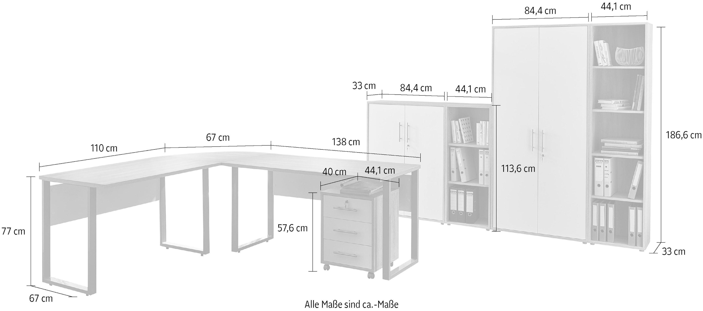 BMG Möbel Büromöbel-Set "Tabor Office 4", (Set, 8 tlg.) günstig online kaufen