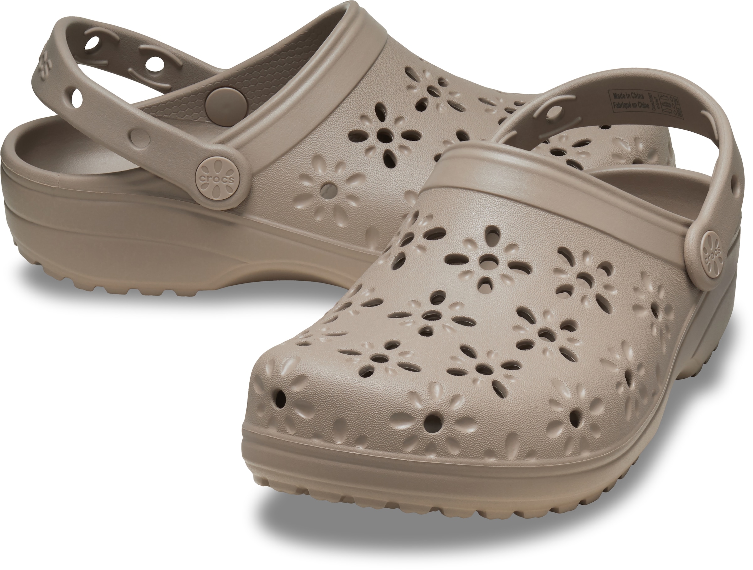 Crocs Clog »Classic Floral Cut Out Clog«, Sandale, Sommerschuh, Loafer mit Lüftungsöffnungen in Blütenstruktur
