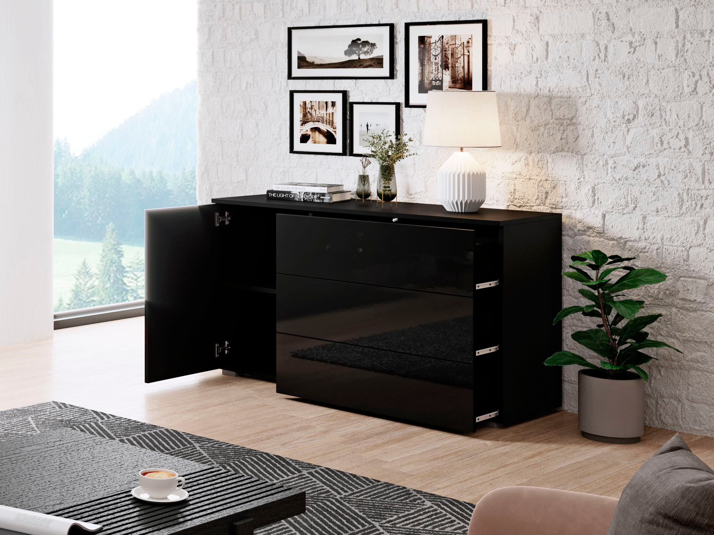 INOSIGN Sideboard »PARIS«, (1 St.), Moderne 110cm breite grifflose Kommode, vielseitig einsetzbar