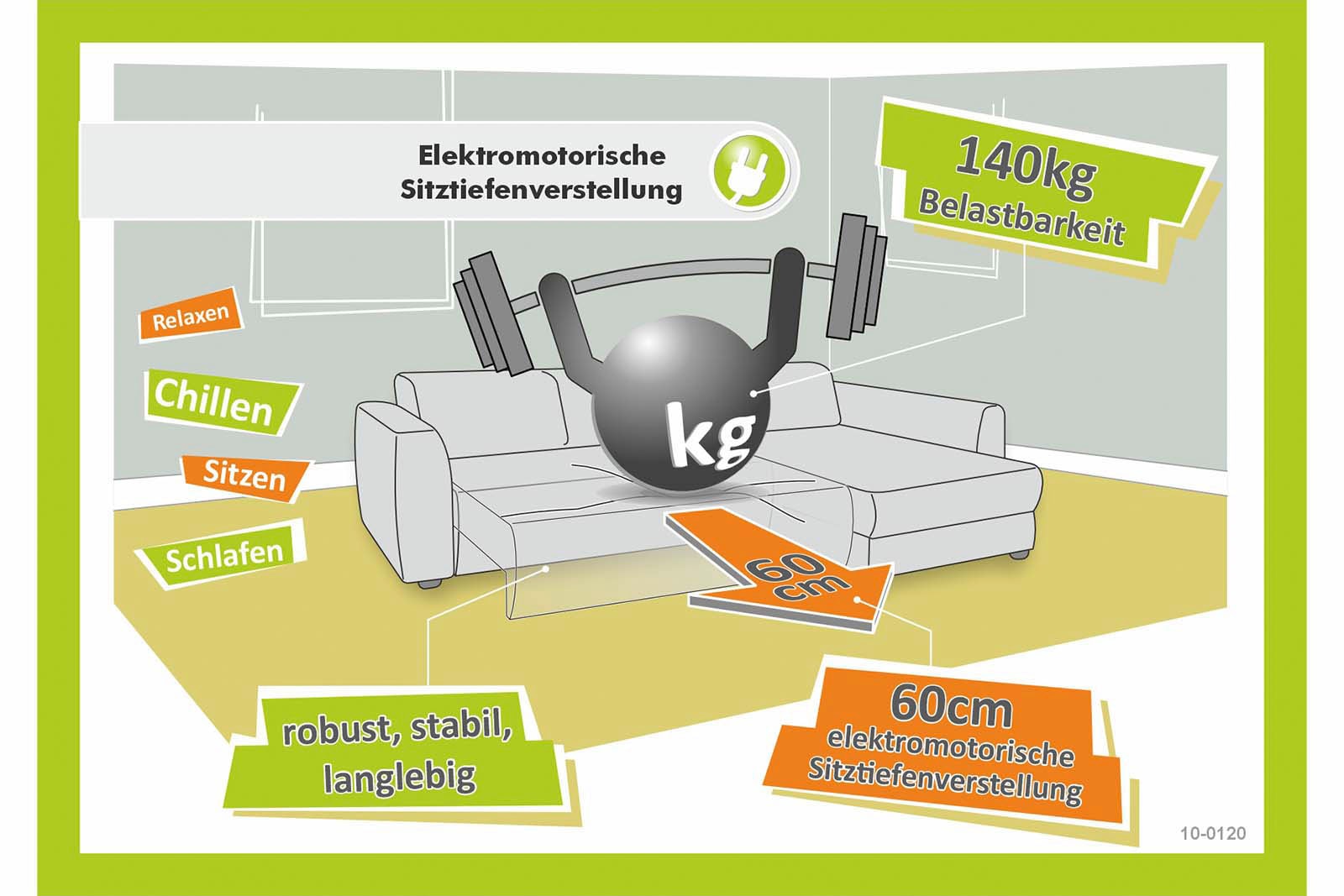 Jockenhöfer Gruppe Ecksofa »Move L-Form, B: 270 cm, mit 60 cm elektr. Sitztiefenverstellung« 140kg Belastbarkeit je Sitz, Kopfteilverstellung & USB-Anschluss